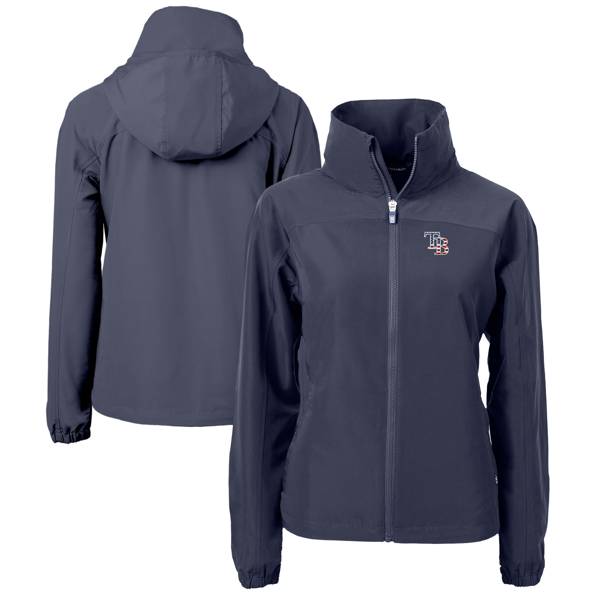 Women's Tampa Bay Rays Cutter & Buck Navy Charter Eco Recycled Full-Zip Jacket