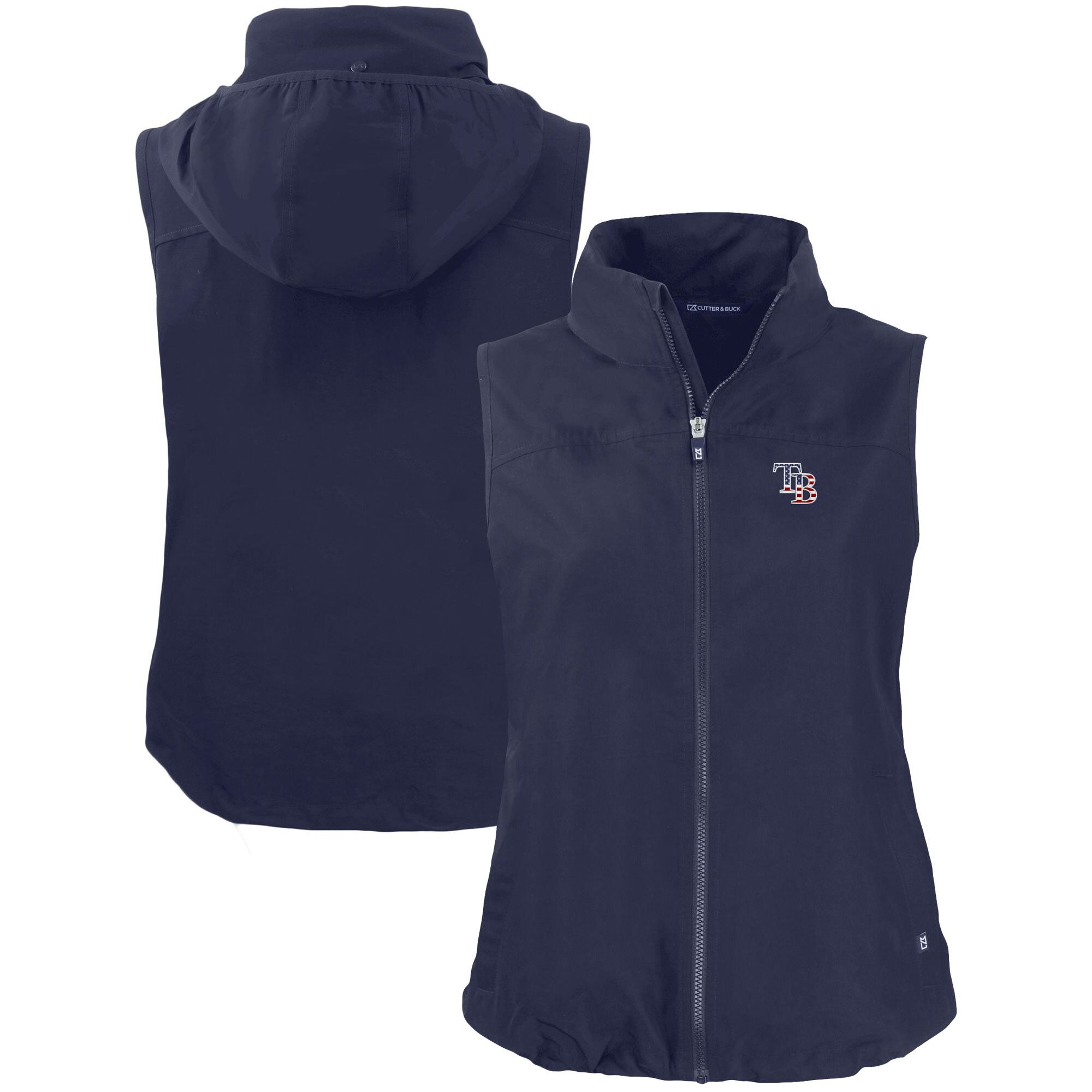 Women's Tampa Bay Rays  Cutter & Buck Navy Charter Eco Recycled Full-Zip Vest