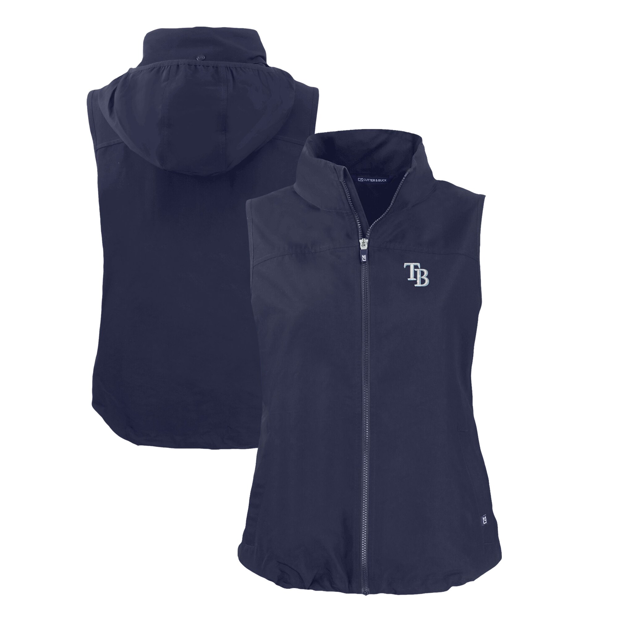 Women's Tampa Bay Rays  Cutter & Buck Navy Charter Eco Recycled Full-Zip Vest