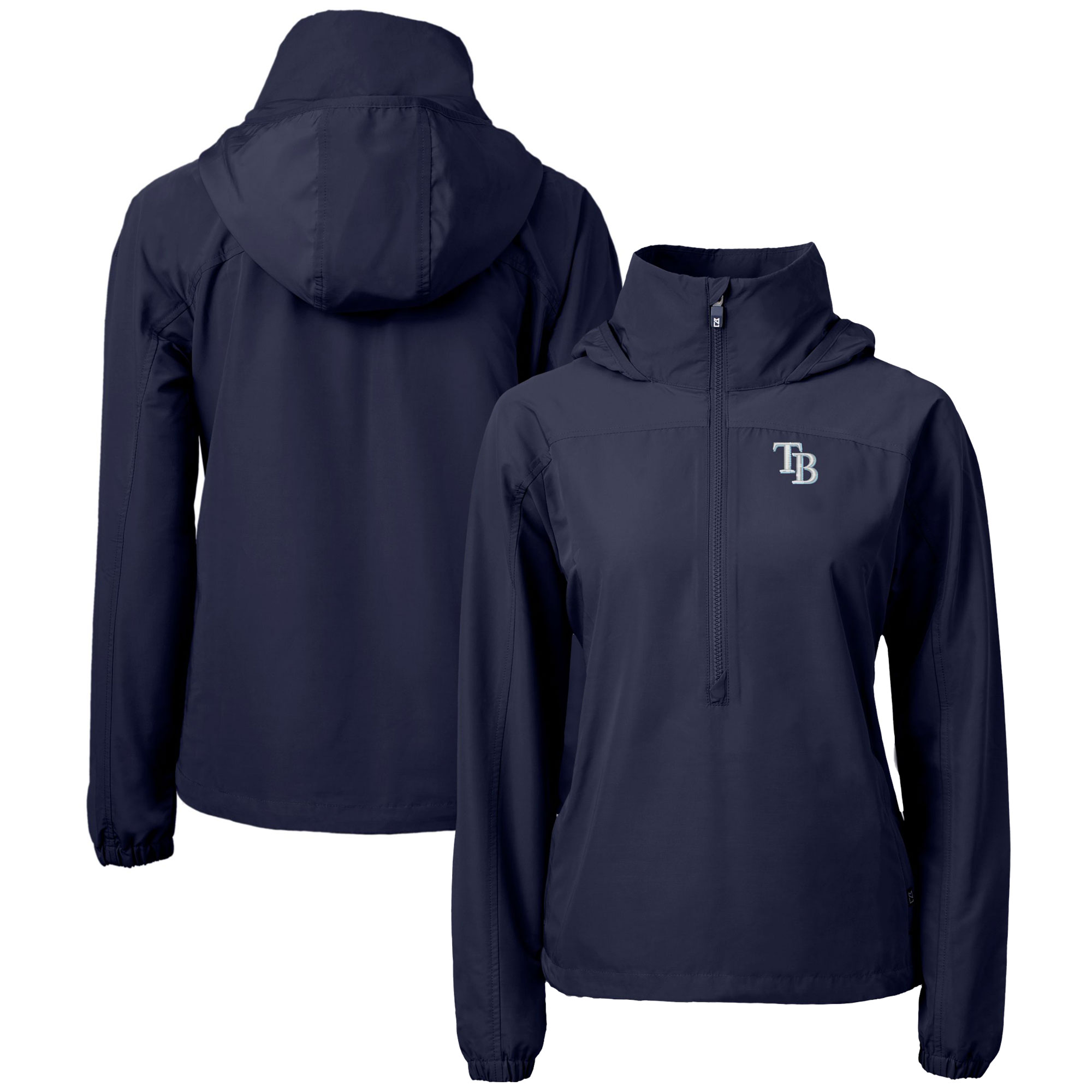 Women's Tampa Bay Rays  Cutter & Buck Navy Charter Eco Recycled Half-Zip Anorak Jacket