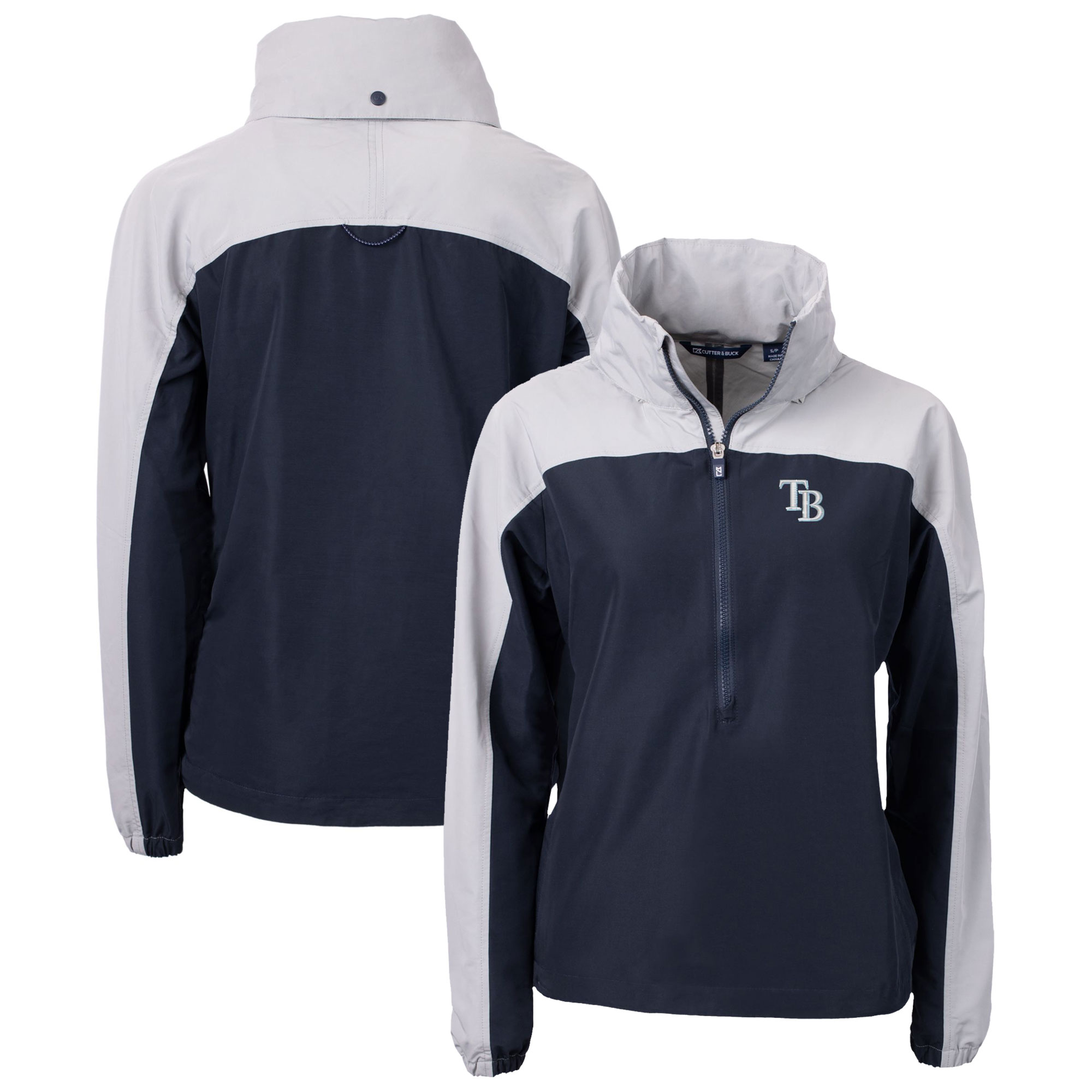 Women's Tampa Bay Rays  Cutter & Buck Navy Charter Eco Recycled Half-Zip Anorak Jacket