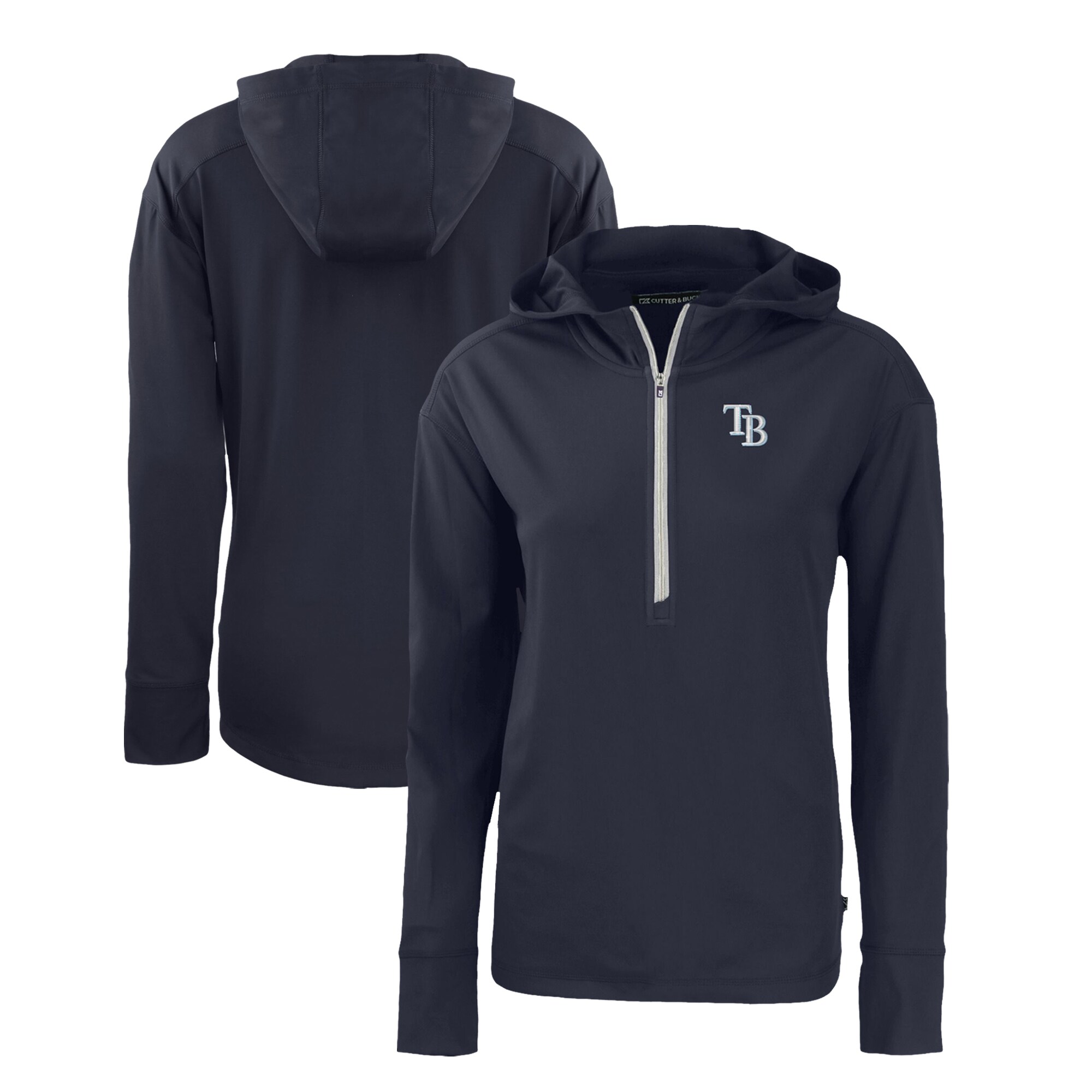 Women's Tampa Bay Rays  Cutter & Buck Navy Daybreak Eco Recycled Half-Zip Hoodie