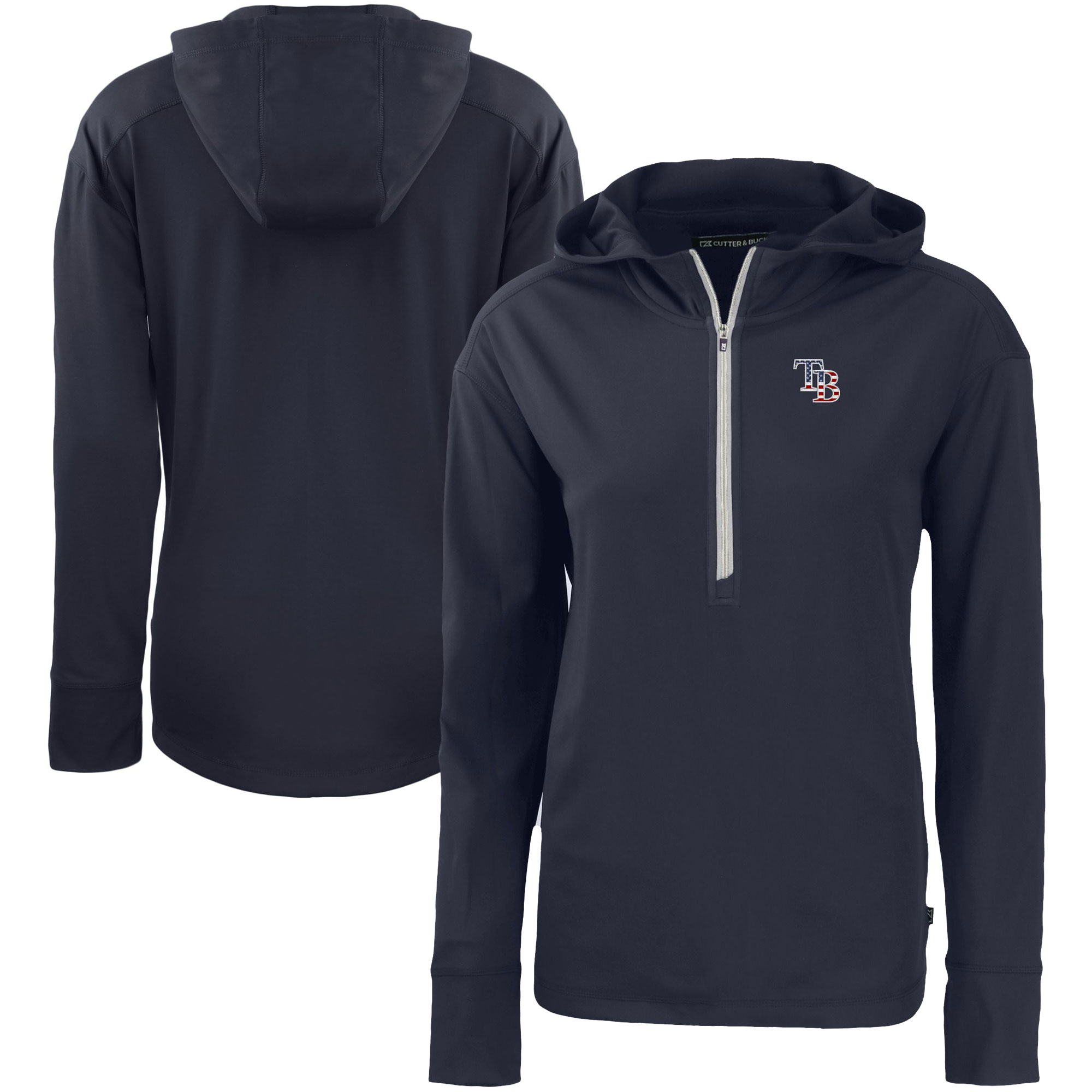 Women's Tampa Bay Rays  Cutter & Buck Navy Daybreak Eco Recycled Half-Zip Hoodie