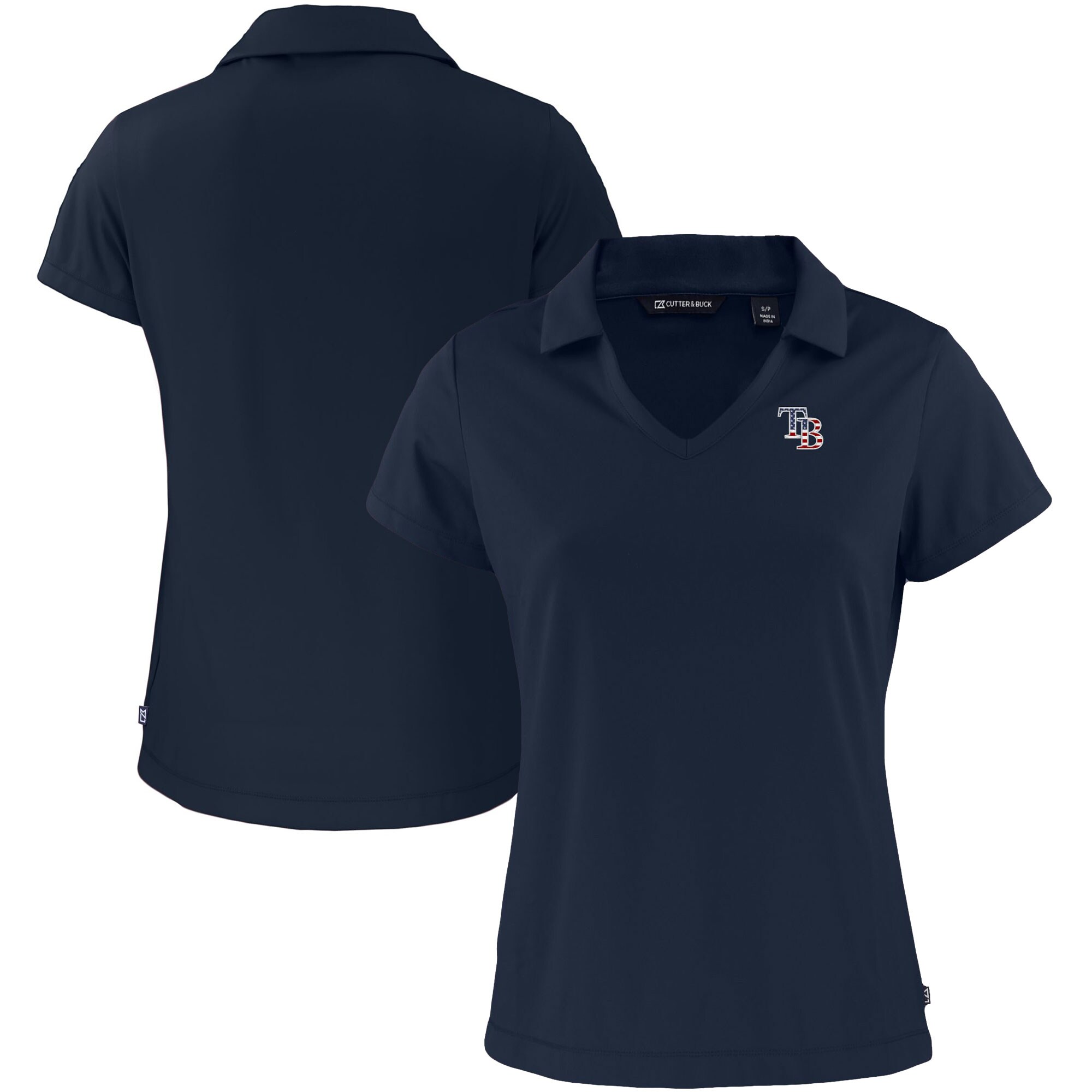 Women's Tampa Bay Rays  Cutter & Buck Navy Daybreak Eco Recycled V-Neck Polo