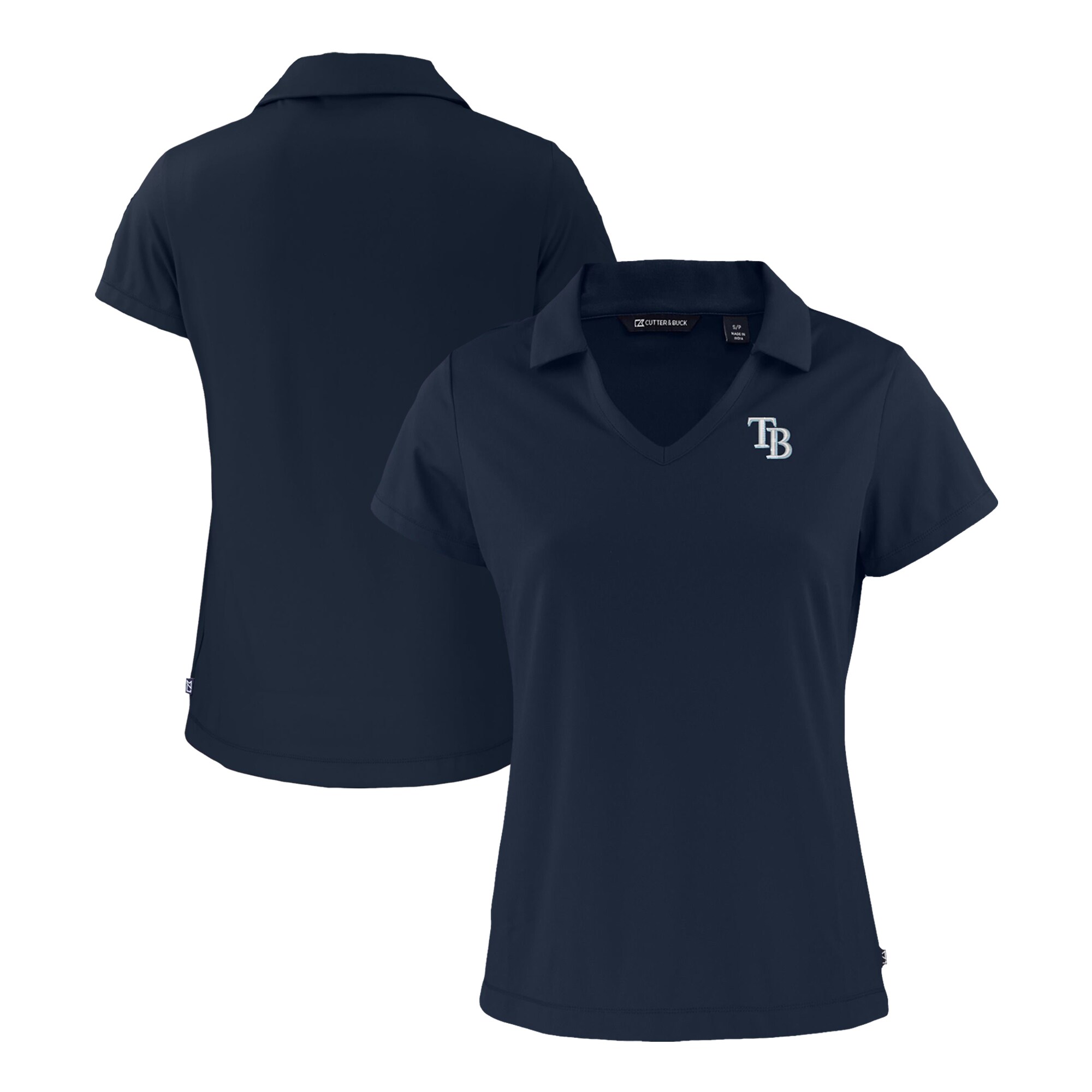 Women's Tampa Bay Rays  Cutter & Buck Navy Daybreak Eco Recycled V-Neck Polo