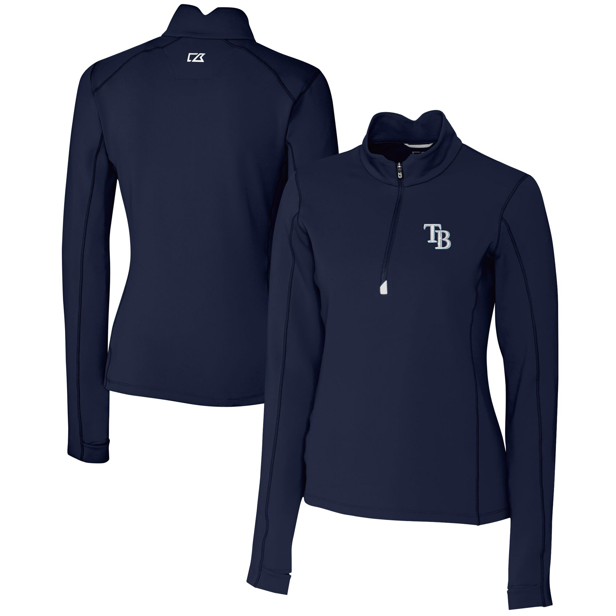 Women's Tampa Bay Rays  Cutter & Buck Navy DryTec Traverse Stretch Quarter-Zip Pullover Top