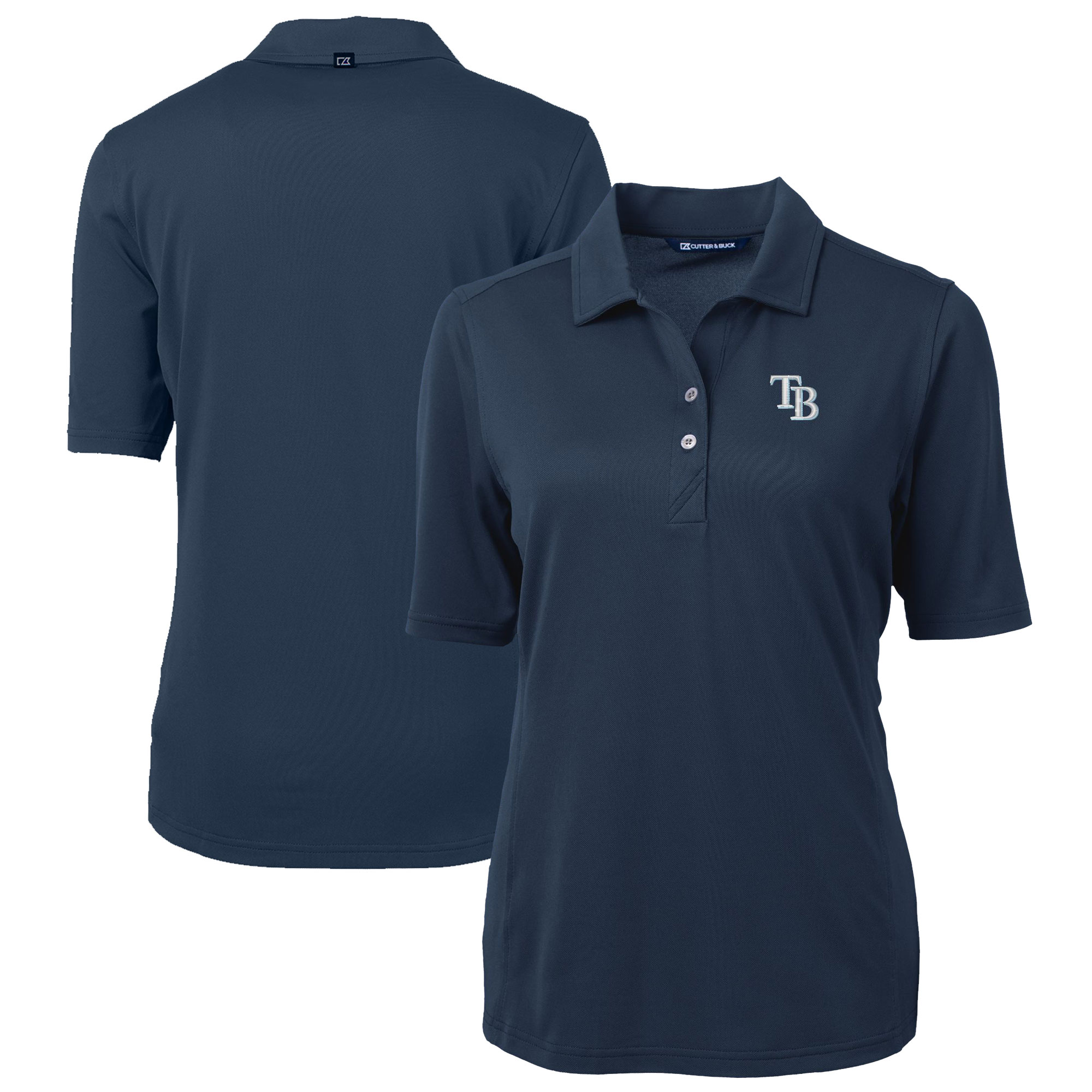 Women's Tampa Bay Rays  Cutter & Buck Navy DryTec Virtue Eco Pique Recycled Polo