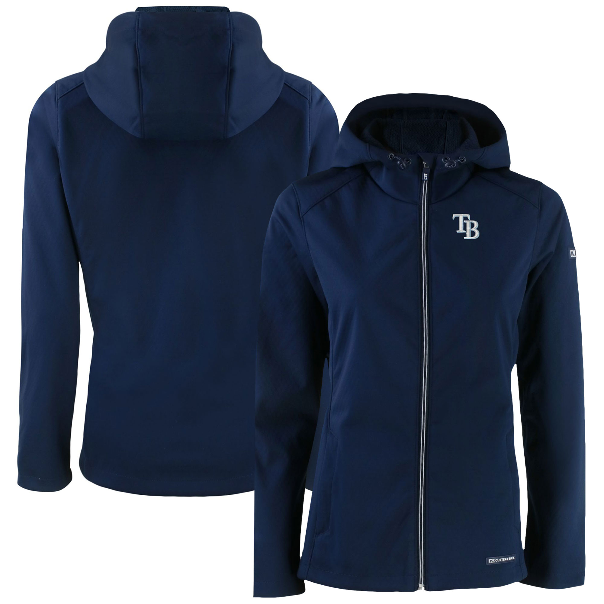 Women's Tampa Bay Rays  Cutter & Buck Navy Evoke Eco Softshell Recycled Full-Zip Jacket