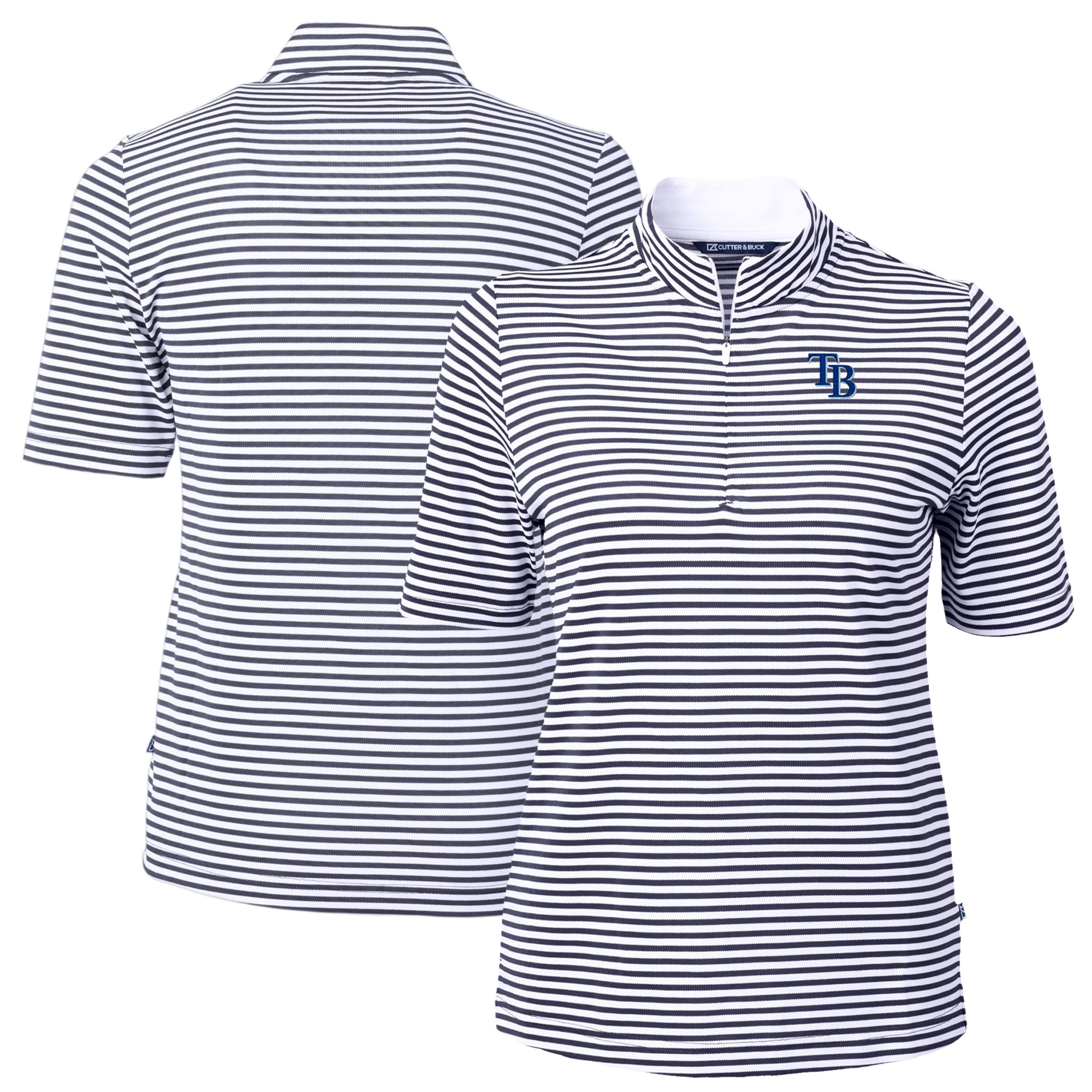 Women's Tampa Bay Rays  Cutter & Buck Navy Virtue Eco Pique Stripe Top