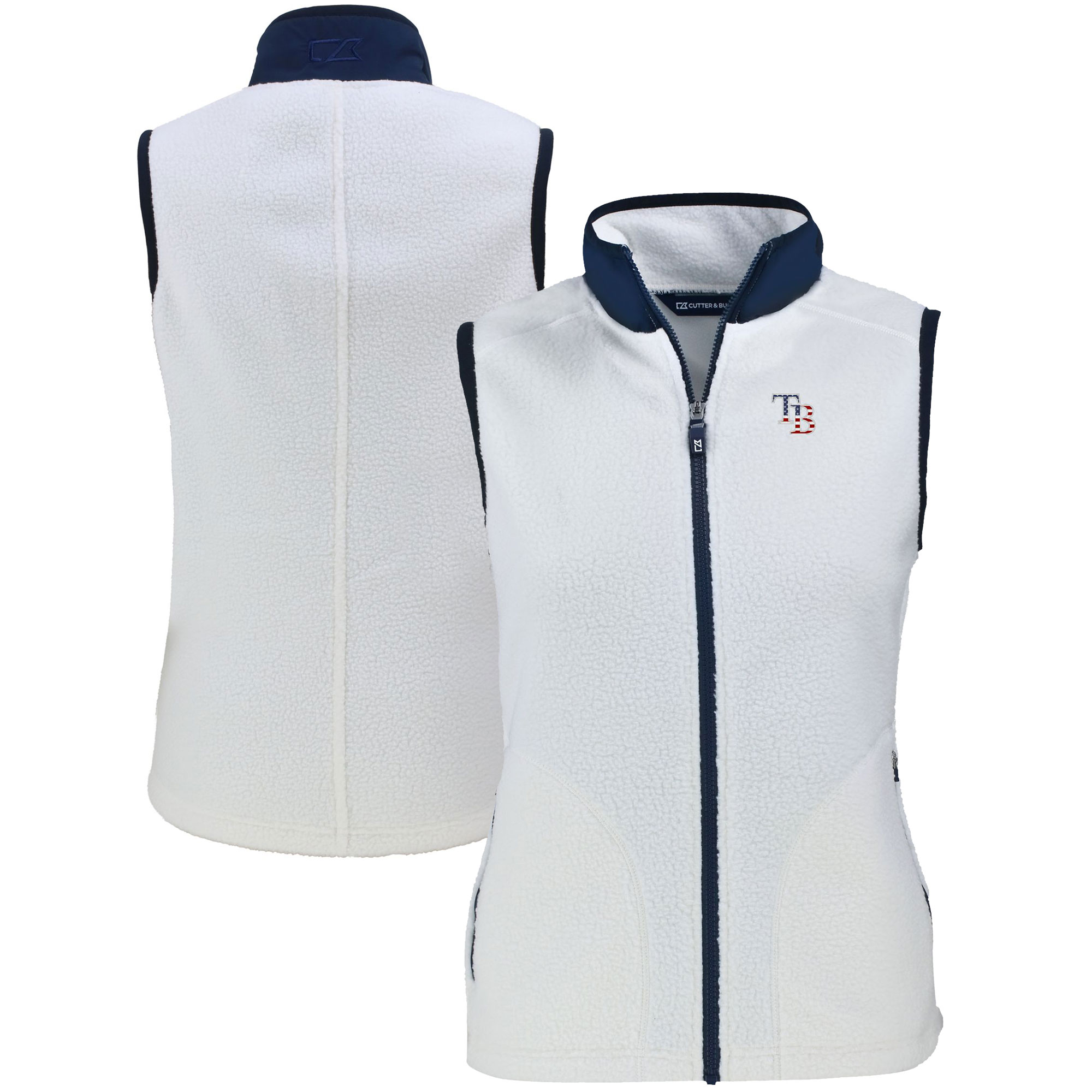 Women's Tampa Bay Rays  Cutter & Buck Oatmeal Cascade Eco Sherpa Fleece Full-Zip Vest