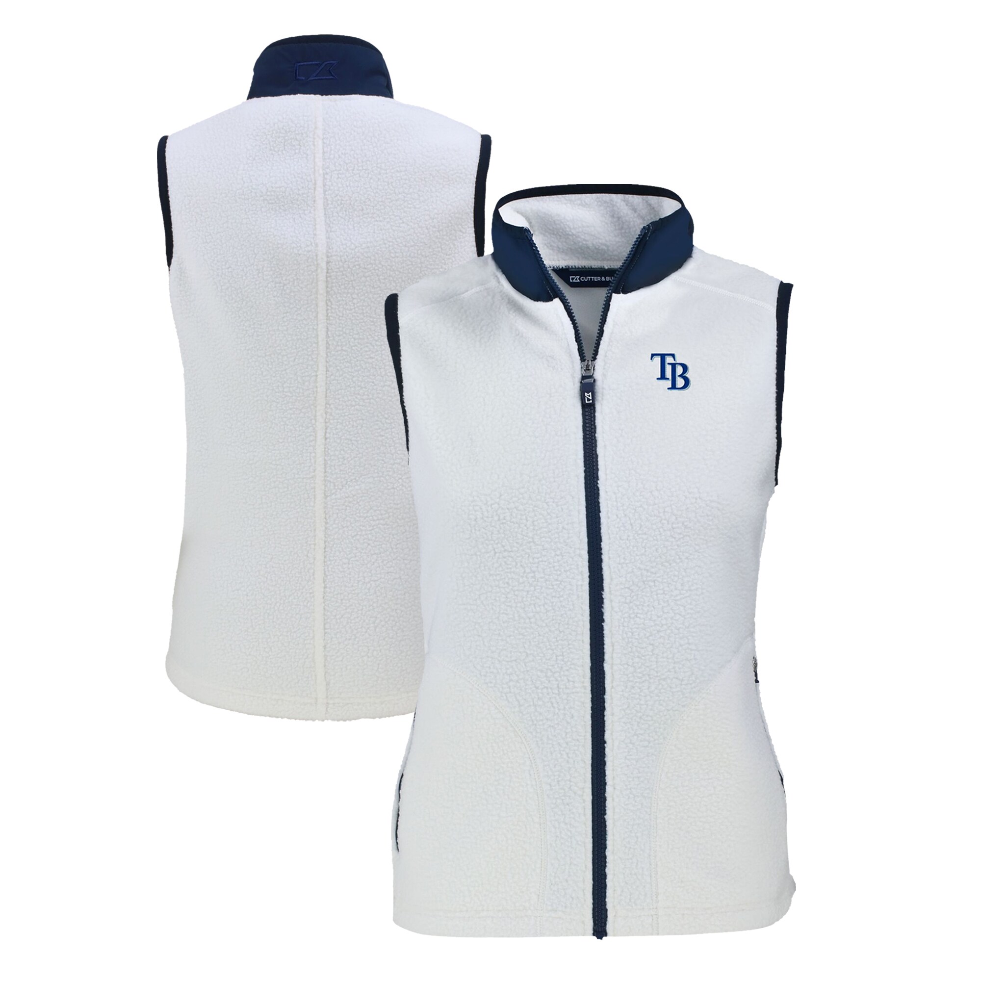 Women's Tampa Bay Rays  Cutter & Buck Oatmeal Cascade Eco Sherpa Fleece Full-Zip Vest