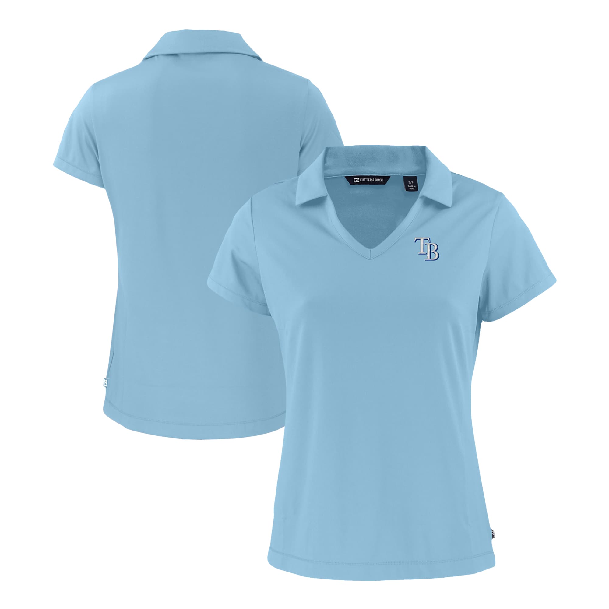Women's Tampa Bay Rays  Cutter & Buck Powder Blue Daybreak Eco Recycled V-Neck Polo