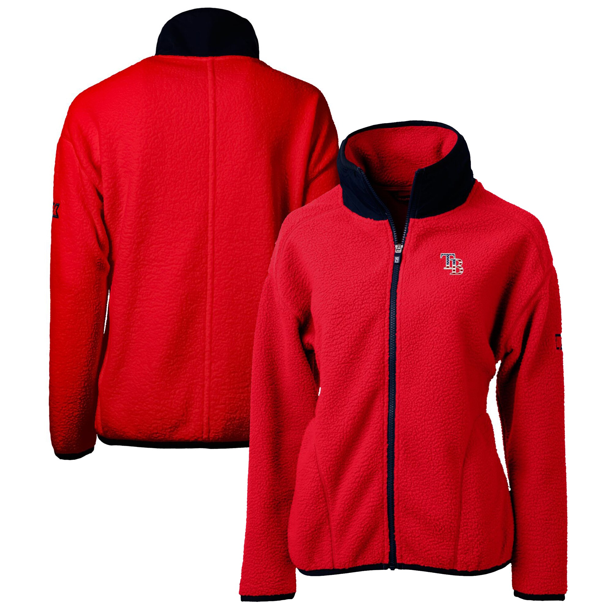 Women's Tampa Bay Rays Cutter & Buck Red Americana Logo Cascade Eco Sherpa Full-Zip Fleece Jacket