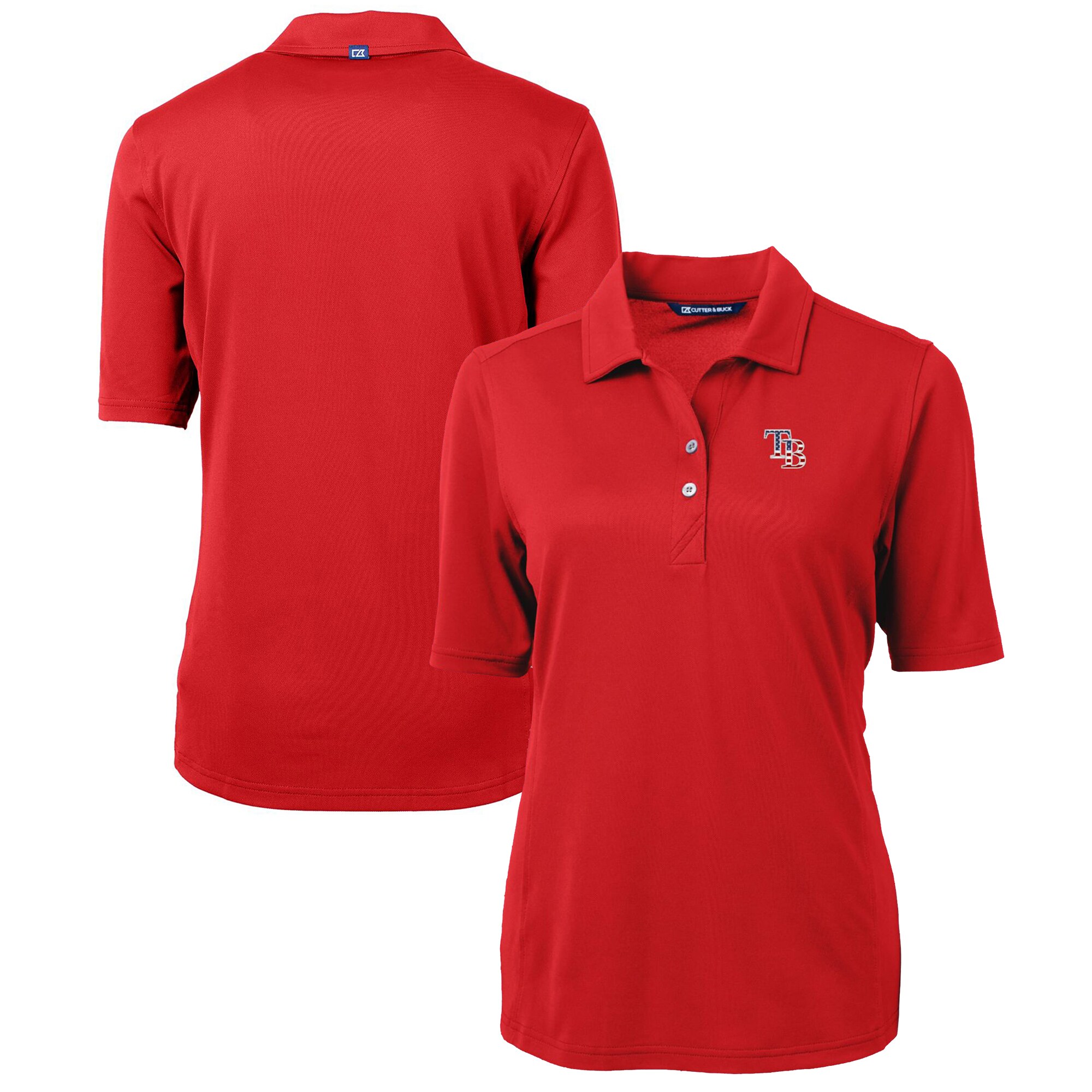 Women's Tampa Bay Rays Cutter & Buck Red Americana Logo DryTec Virtue Eco Pique Recycled Polo