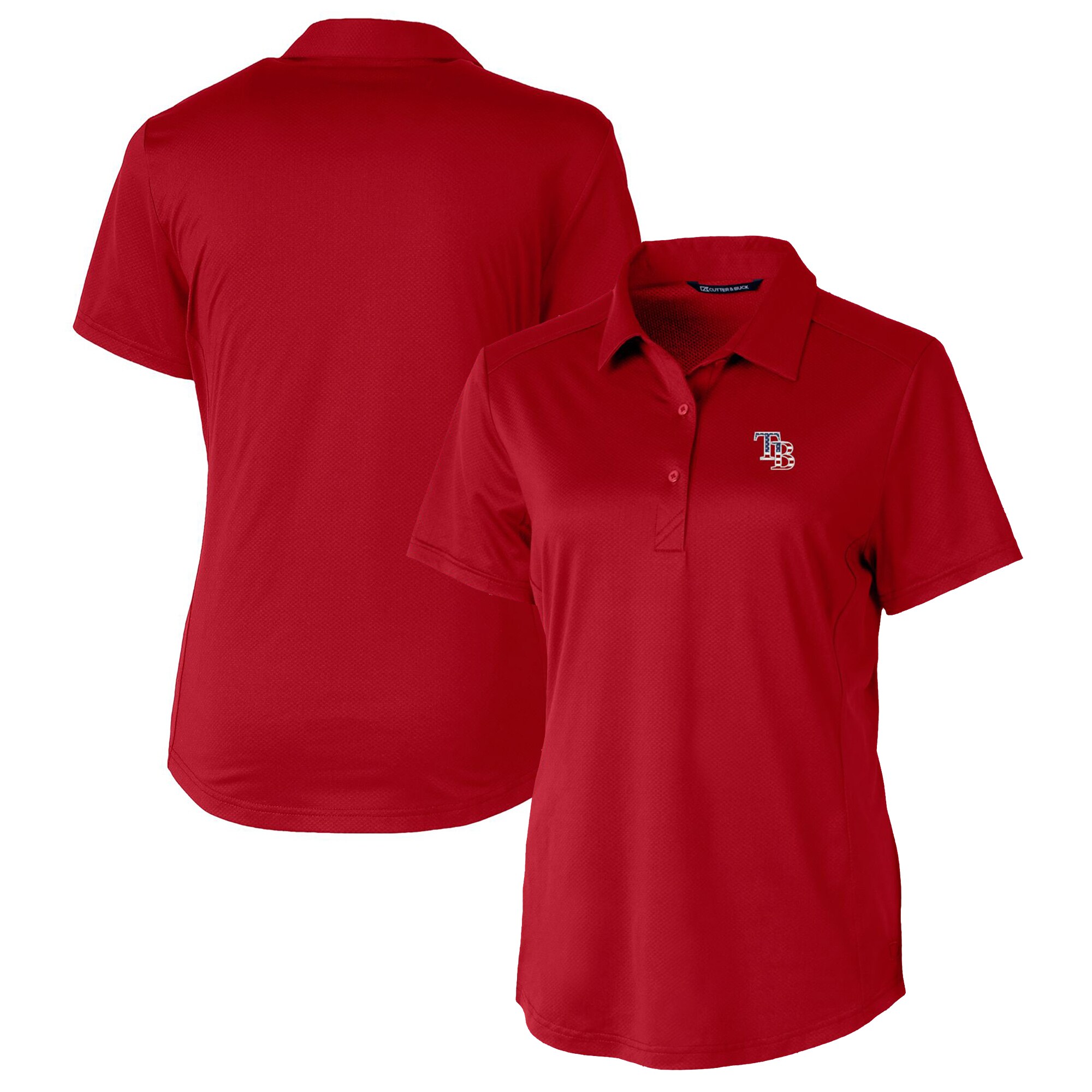 Women's Tampa Bay Rays Cutter & Buck Red Americana Logo Prospect DryTec Textured Stretch Polo