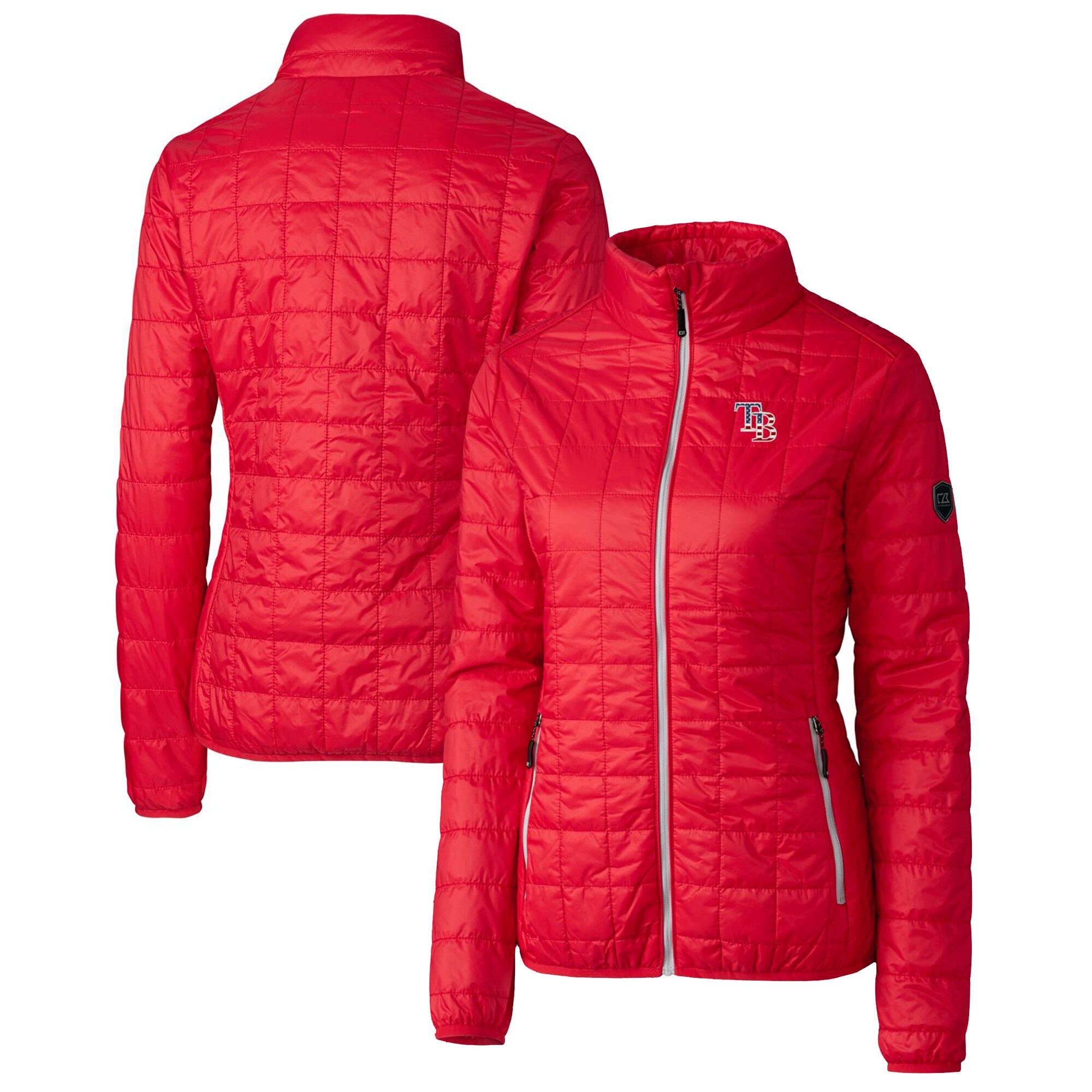 Women's Tampa Bay Rays Cutter & Buck Red Americana Logo Rainier PrimaLoft Eco Insulated Full-Zip Puffer Jacket