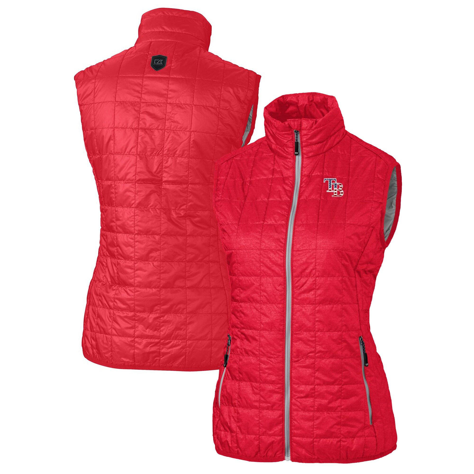 Women's Tampa Bay Rays Cutter & Buck Red Americana Logo Rainier PrimaLoft Womens Eco Insulated Full-Zip Puffer Vest