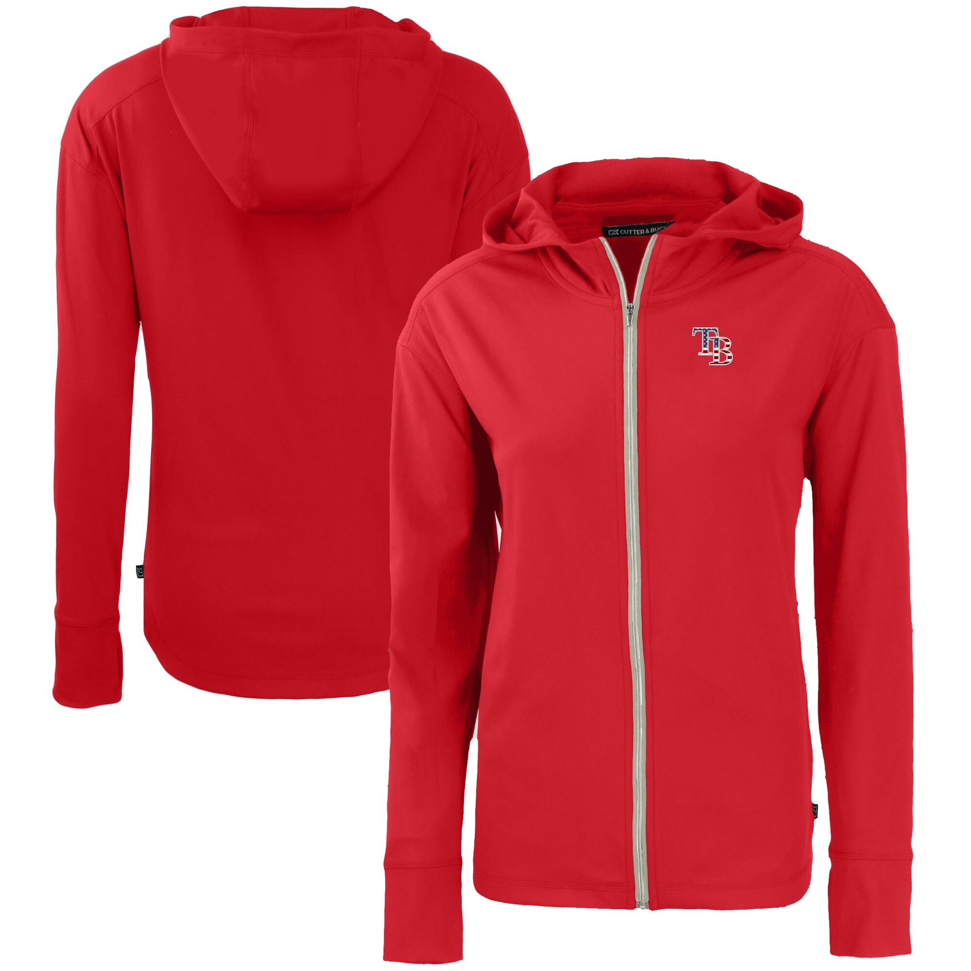 Women's Tampa Bay Rays  Cutter & Buck Red Daybreak Eco Recycled Full-Zip Hoodie