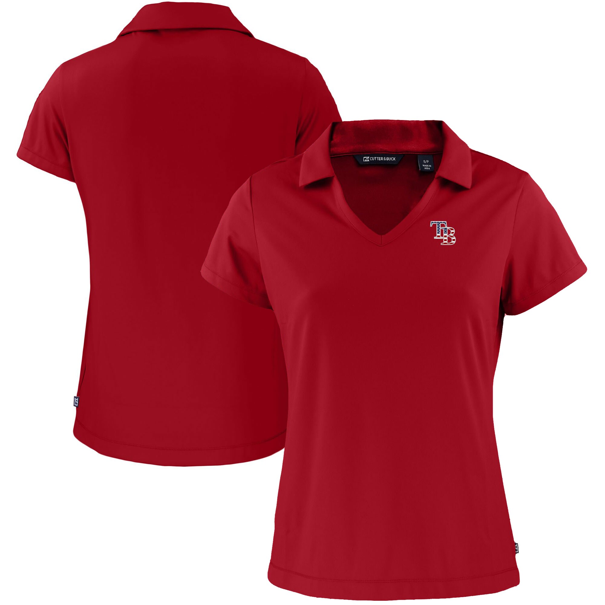 Women's Tampa Bay Rays  Cutter & Buck Red Daybreak Eco Recycled V-Neck Polo