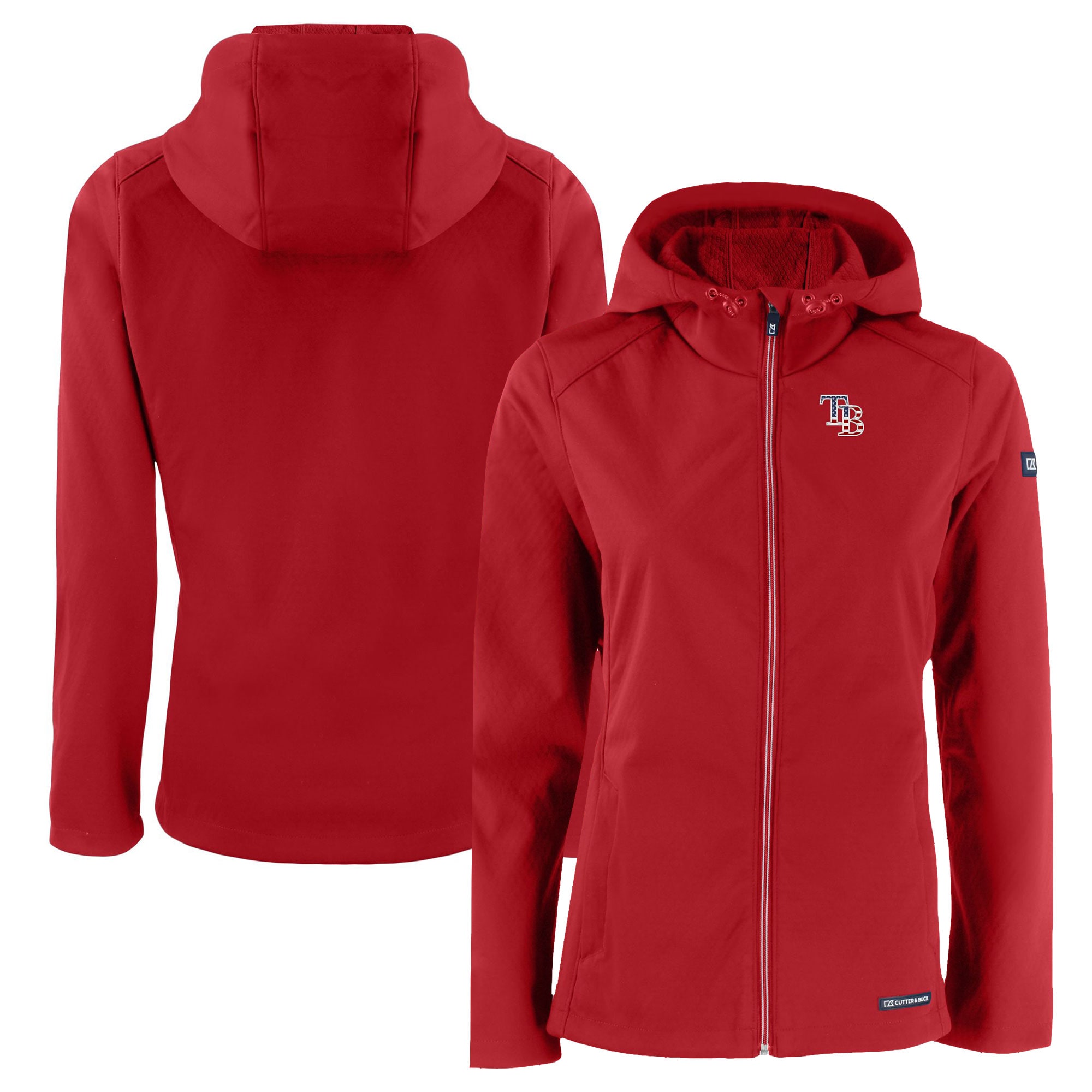 Women's Tampa Bay Rays Cutter & Buck Red Evoke Eco Softshell Recycled Full-Zip Jacket