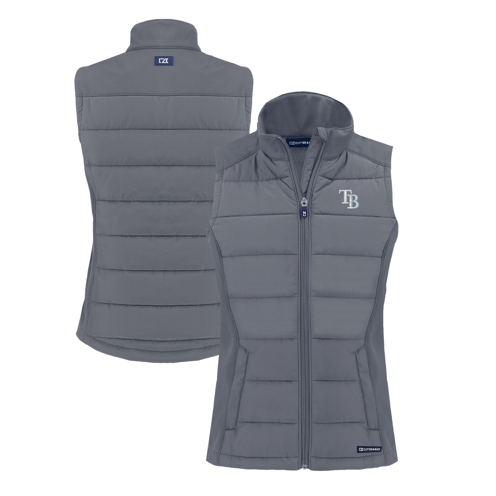 Women's Tampa Bay Rays  Cutter & Buck Steel Evoke Hybrid Eco Softshell Recycled Full-Zip Vest