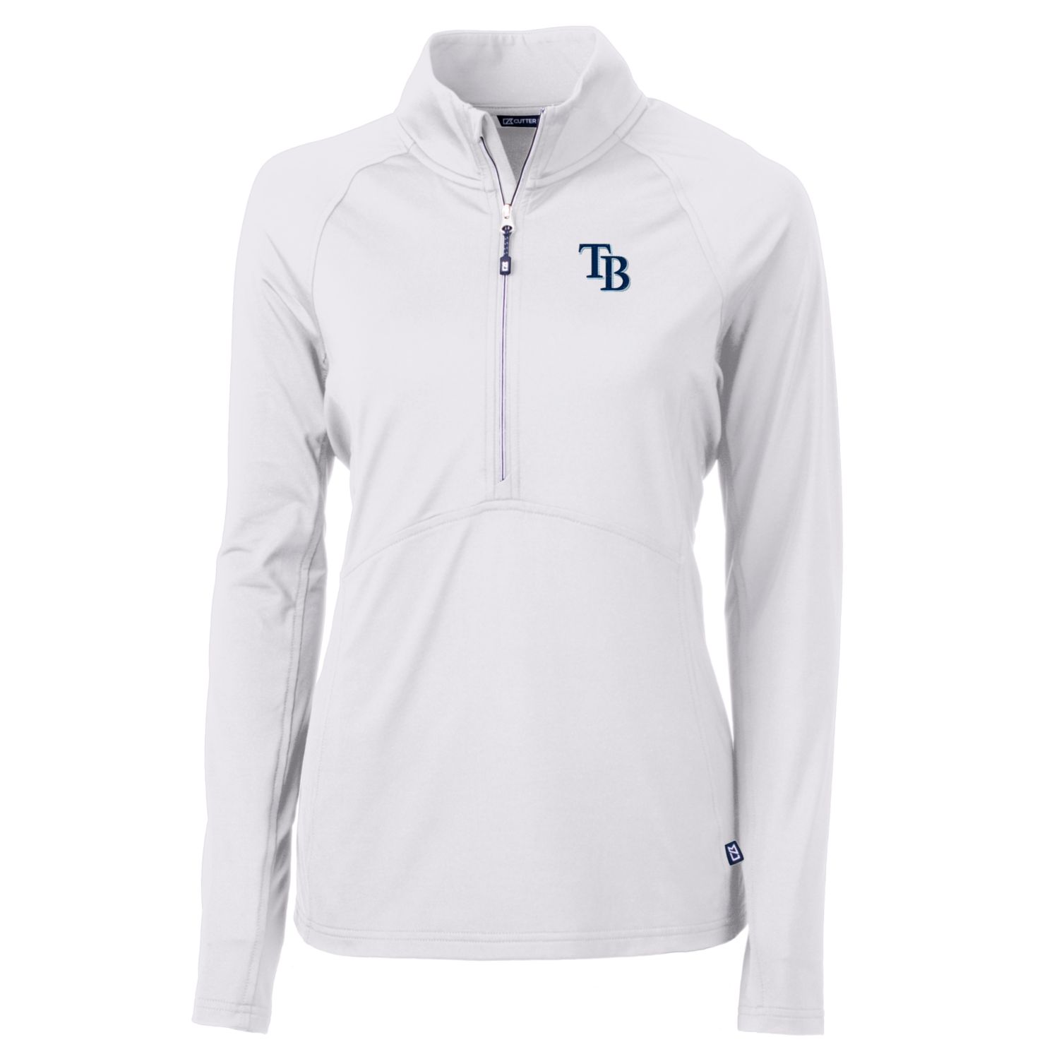 Women's Tampa Bay Rays Cutter & Buck White Adapt Eco Knit Stretch Half-Zip Pullover Top