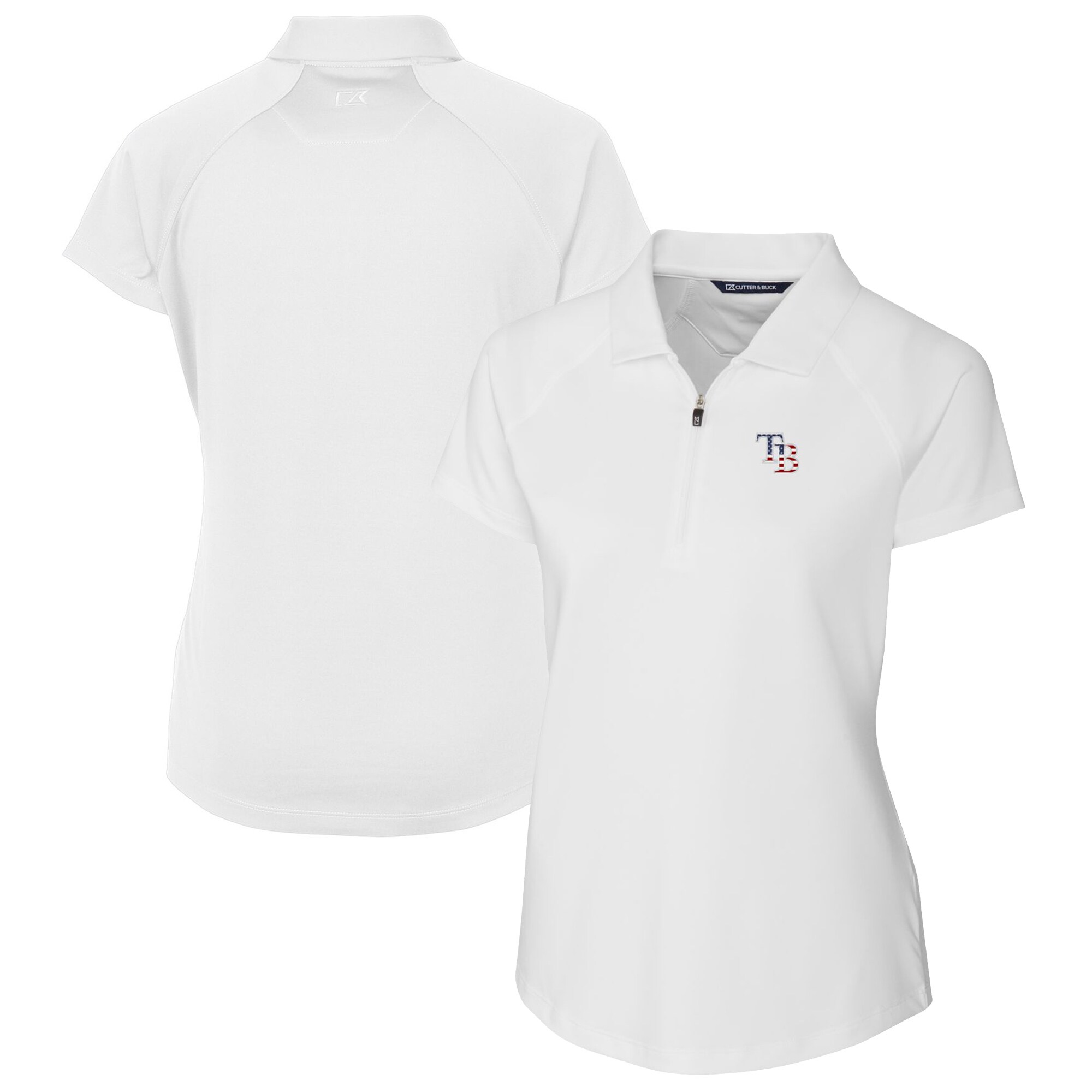 Women's Tampa Bay Rays Cutter & Buck White Americana Logo DryTec Forge Stretch Polo
