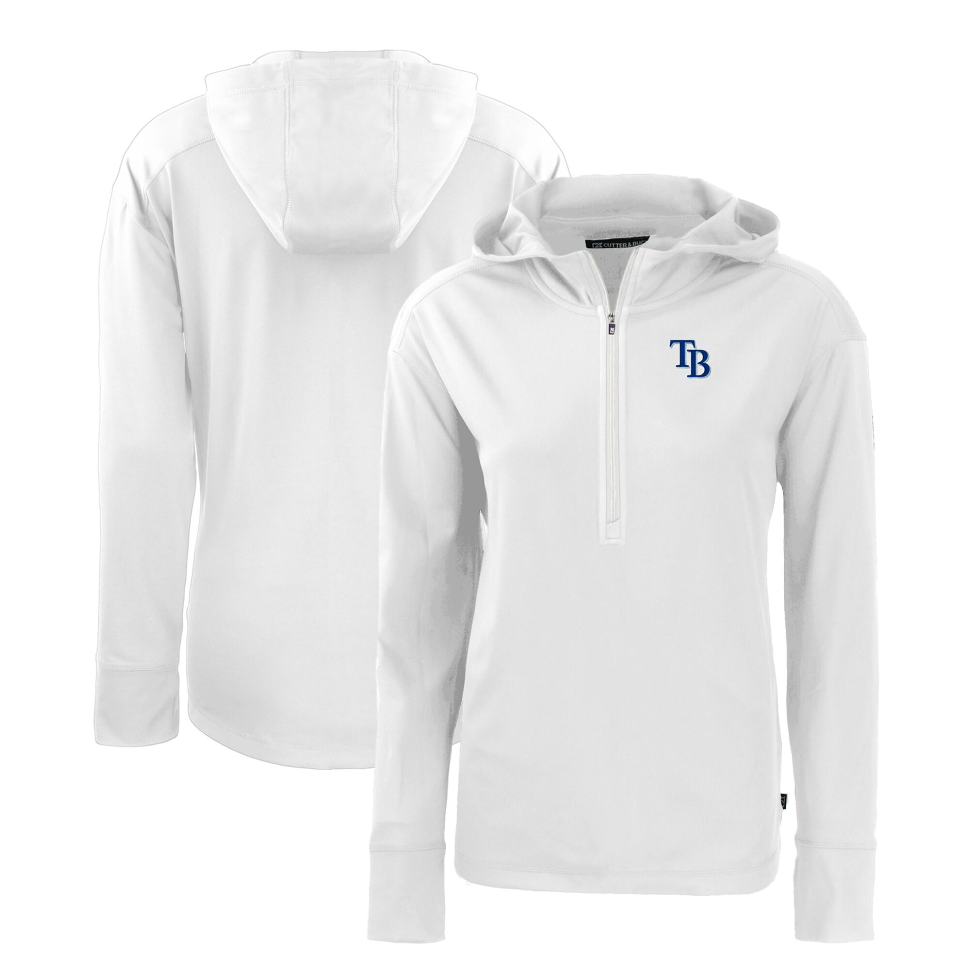 Women's Tampa Bay Rays  Cutter & Buck White Daybreak Eco Recycled Half-Zip Hoodie
