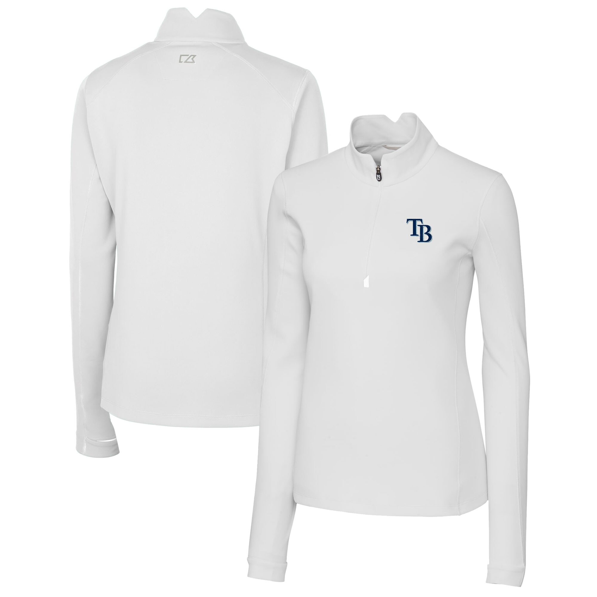 Women's Tampa Bay Rays  Cutter & Buck White DryTec Traverse Stretch Quarter-Zip Pullover Top