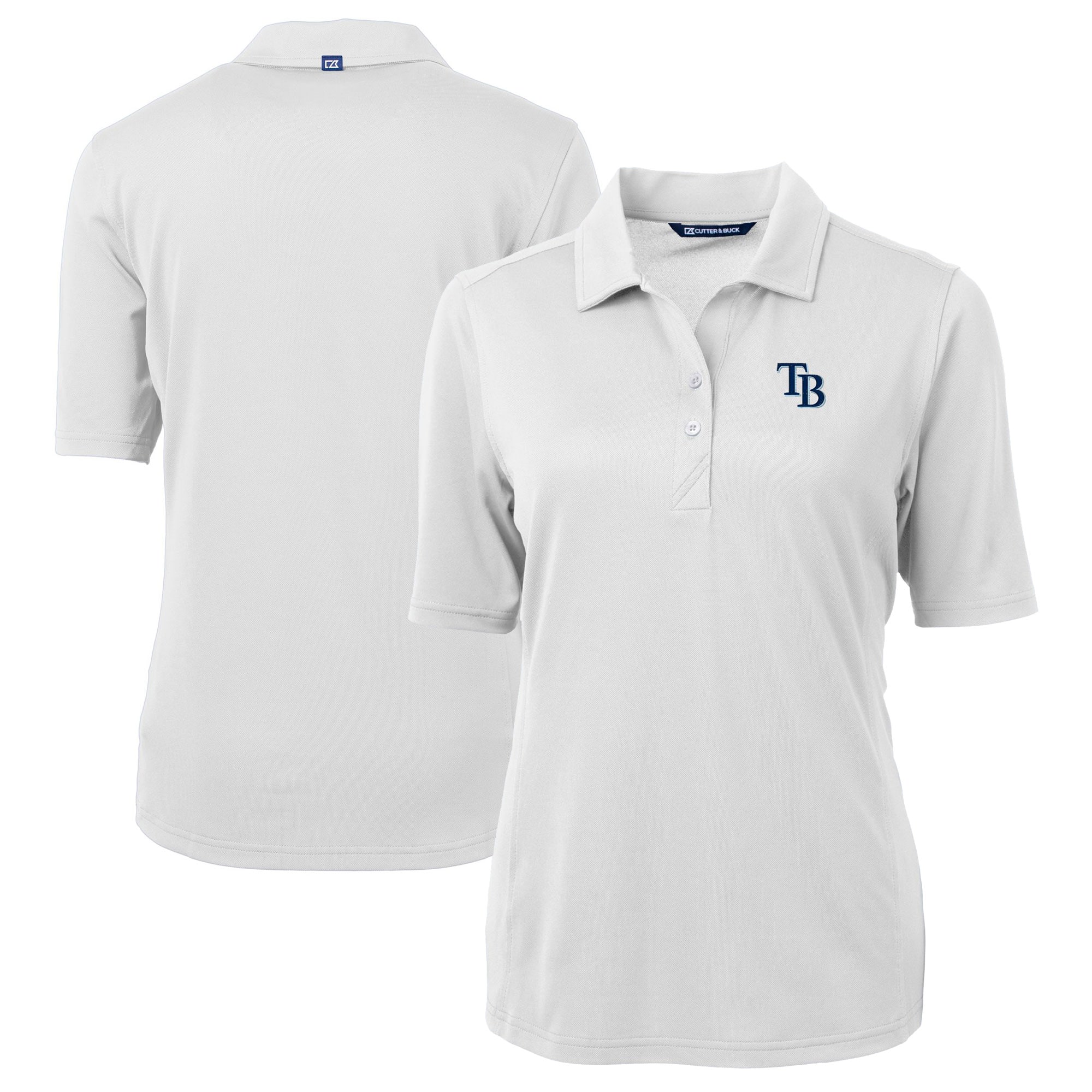 Women's Tampa Bay Rays  Cutter & Buck White DryTec Virtue Eco Pique Recycled Polo