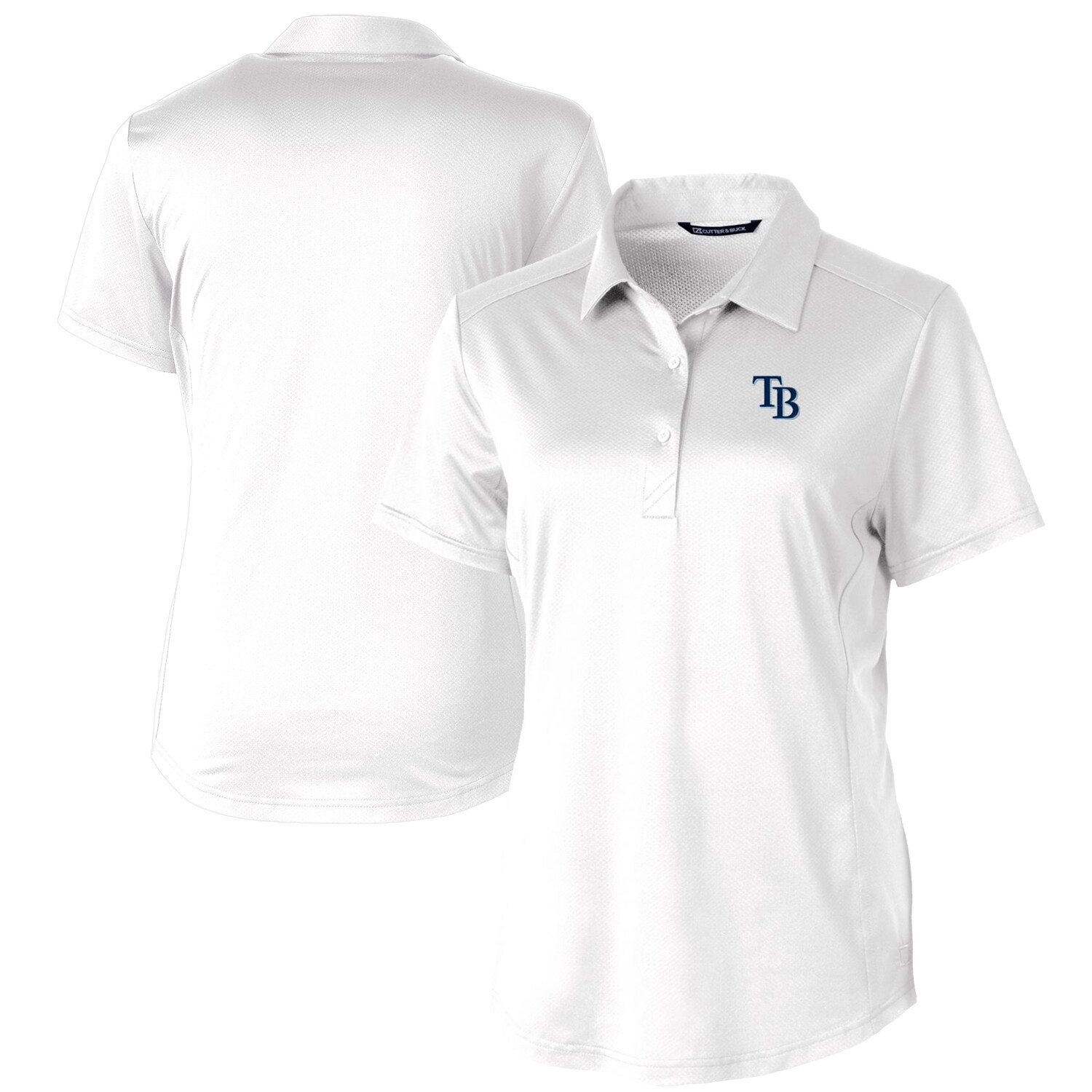 Women's Tampa Bay Rays Cutter & Buck White Prospect Textured Stretch Polo