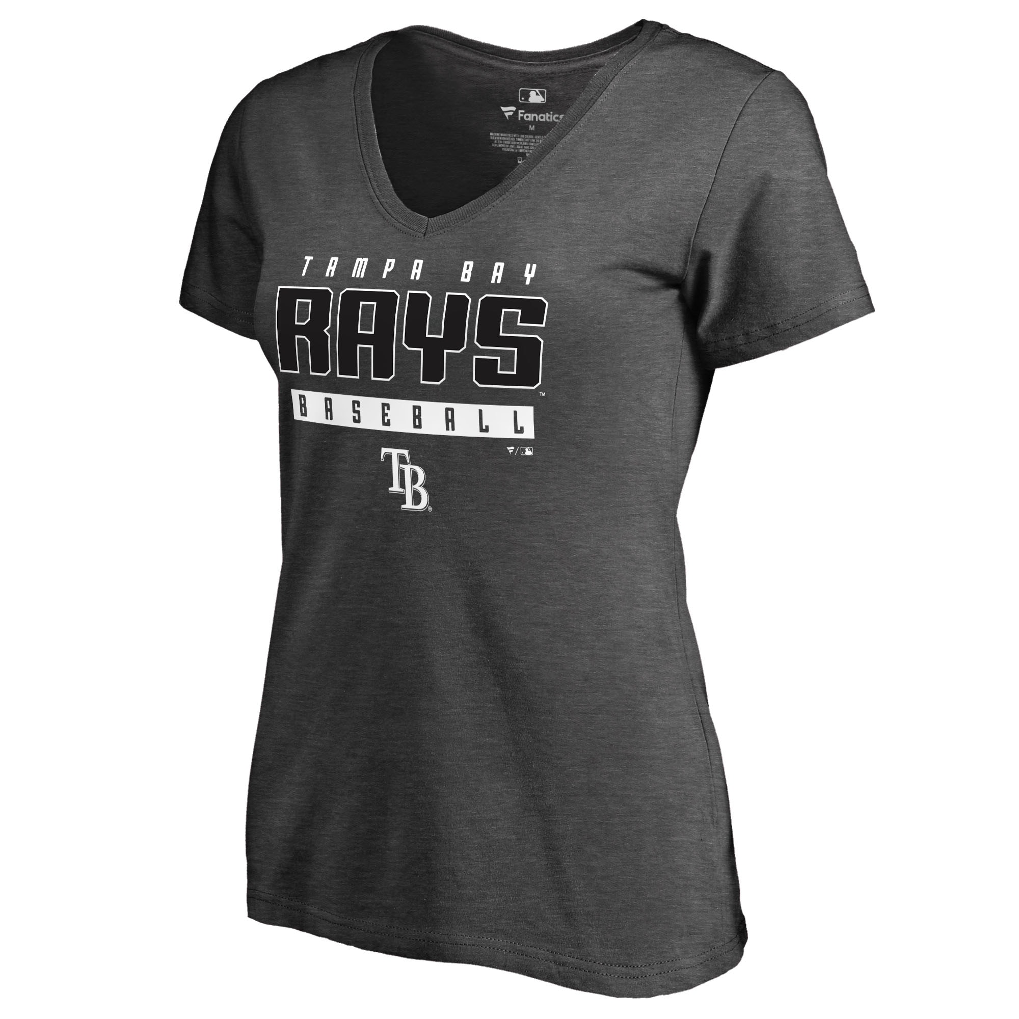 Women's Tampa Bay Rays  Branded Ash Charcoal Stack V-Neck T-Shirt