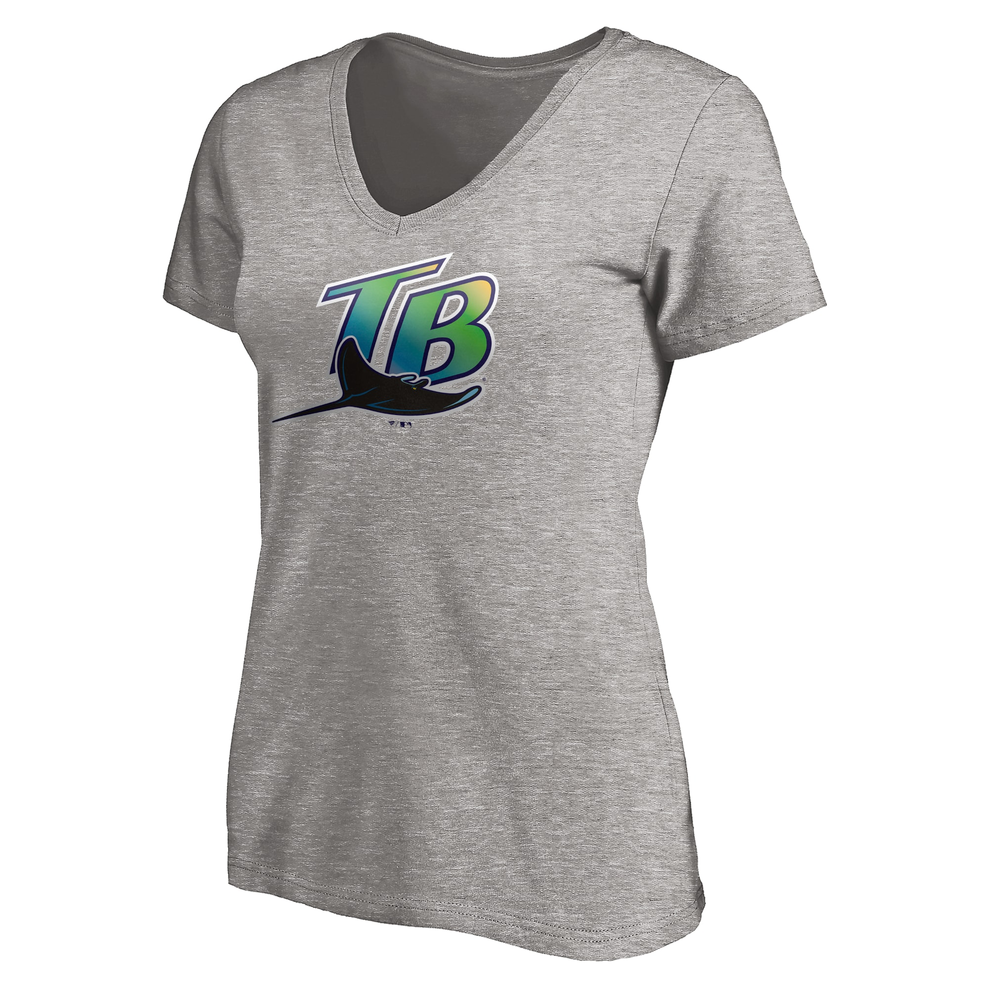 Women's Tampa Bay Rays  Branded Ash Cooperstown Collection Wahconah V-Neck T-Shirt