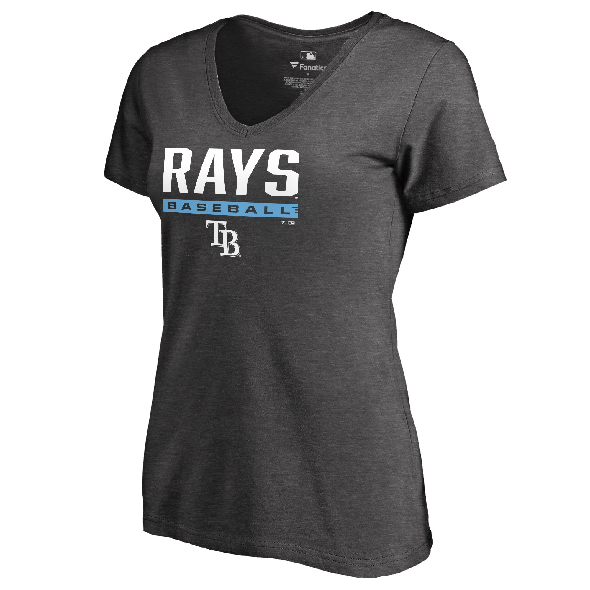 Women's Tampa Bay Rays  Branded Ash Win Stripe V-Neck T-Shirt