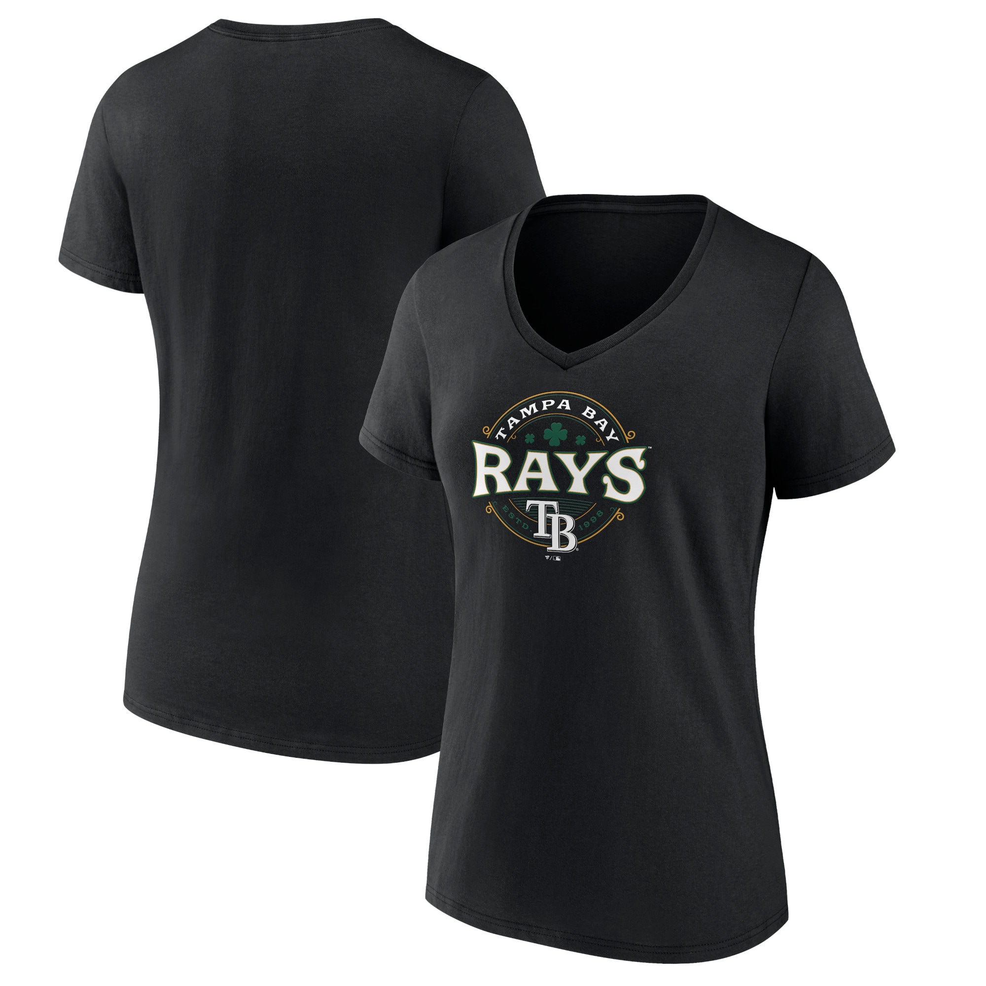 Women's Tampa Bay Rays  Branded Black St. Patrick's Day Lucky T-Shirt