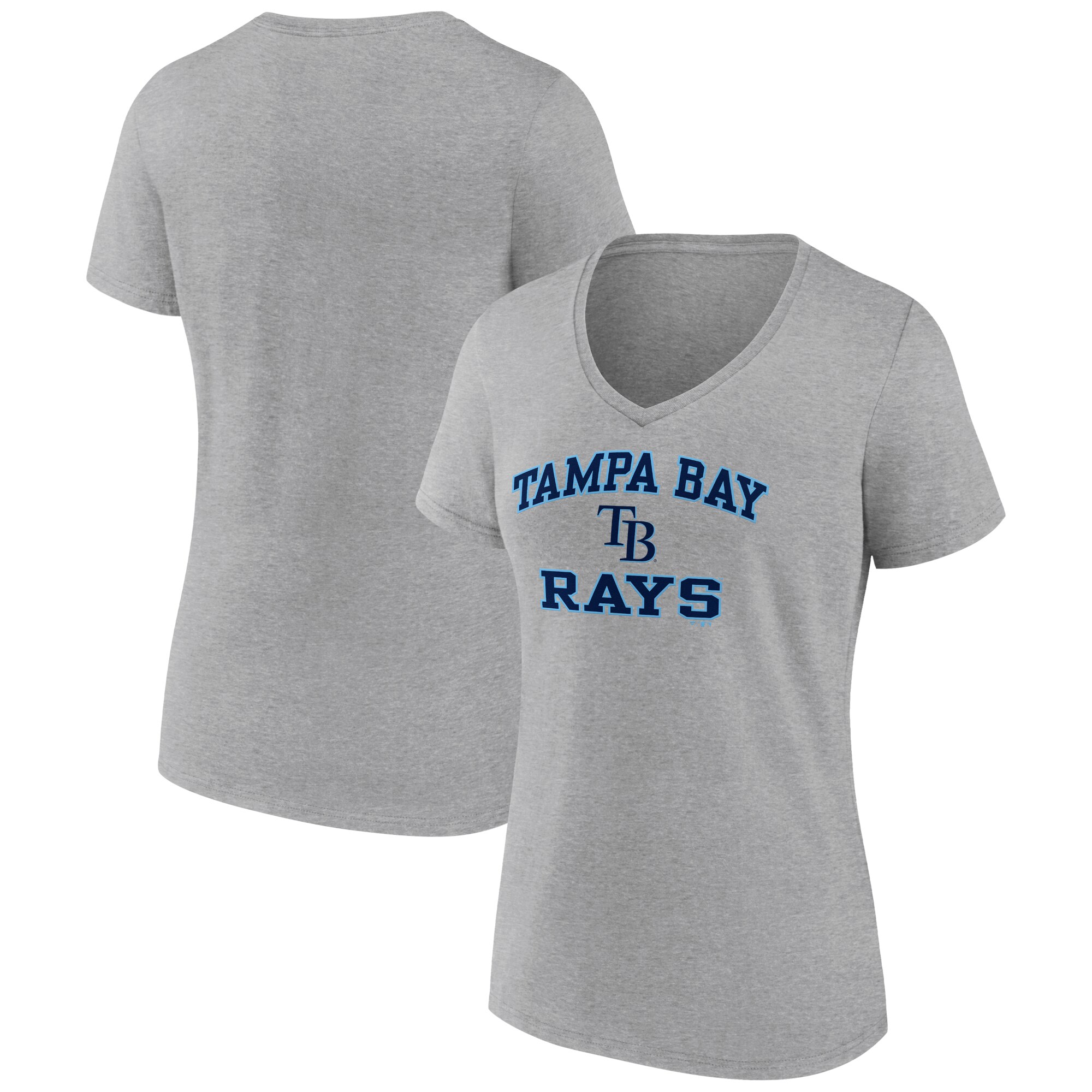 Women's Tampa Bay Rays  Branded Gray Heart and Soul V-Neck T-Shirt