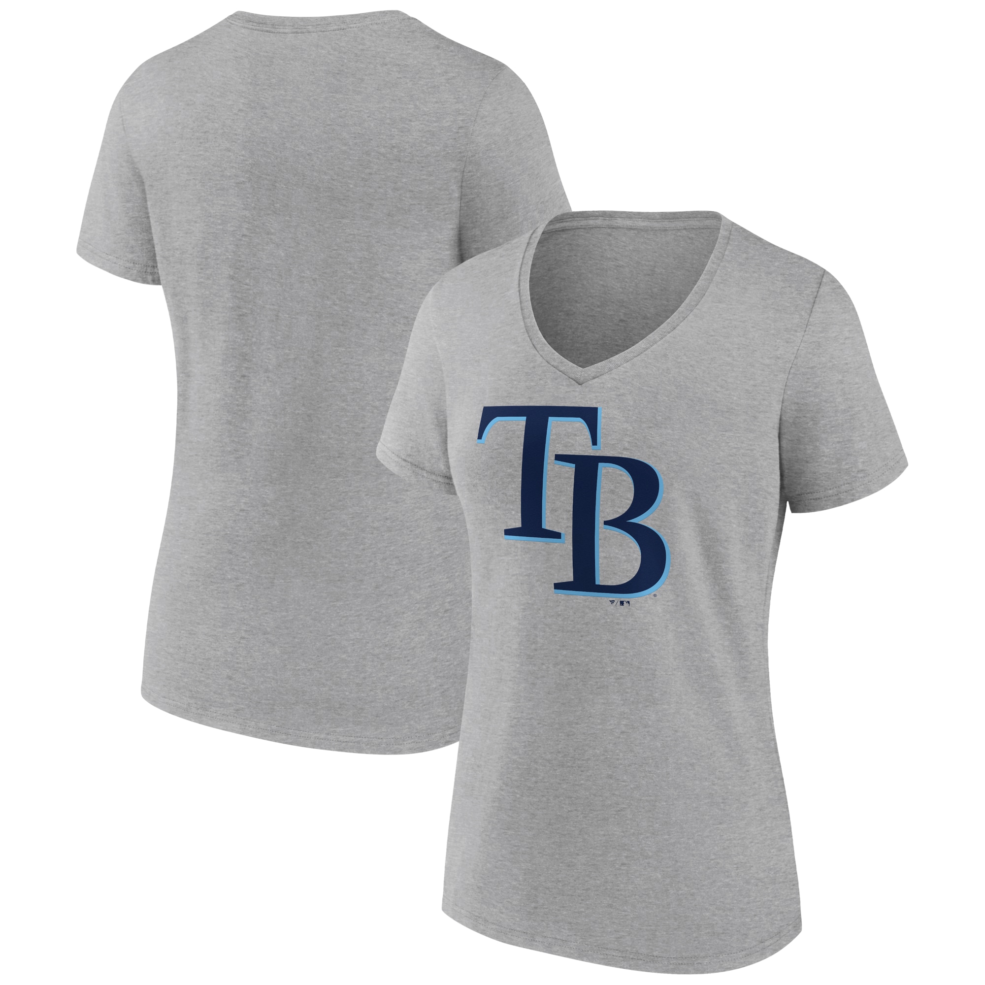 Women's Tampa Bay Rays  Branded Gray Official Logo V-Neck T-Shirt