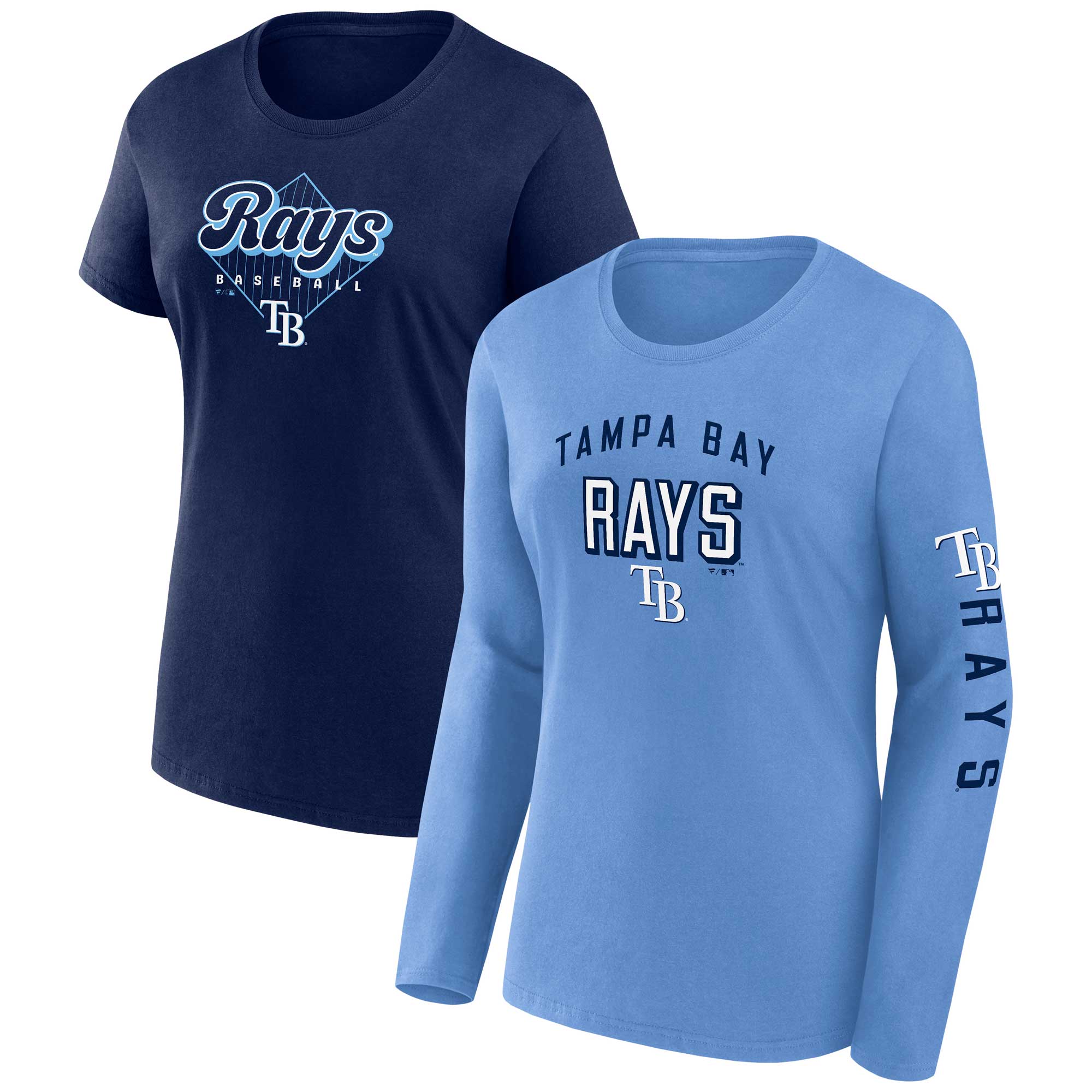 Women's Tampa Bay Rays  Branded Light Blue/Navy T-Shirt Combo Pack