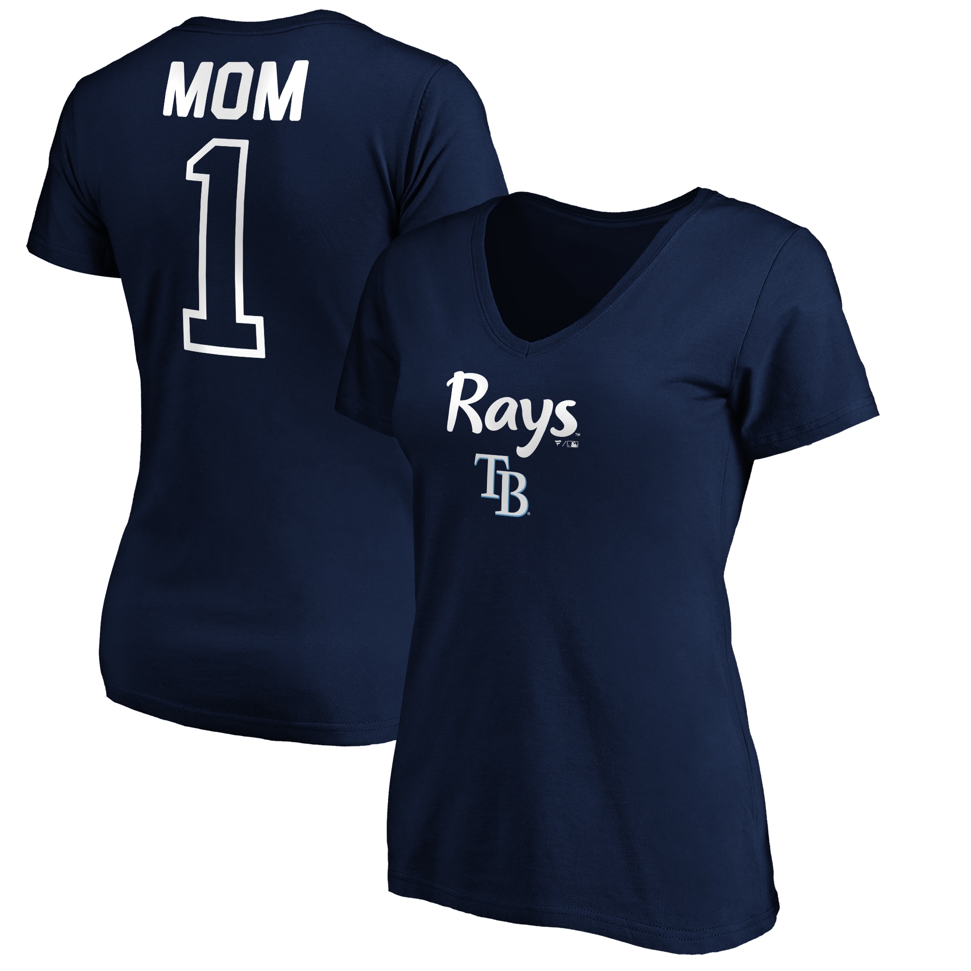 Women's Tampa Bay Rays  Branded Navy #1 Mom Logo V-Neck T-Shirt