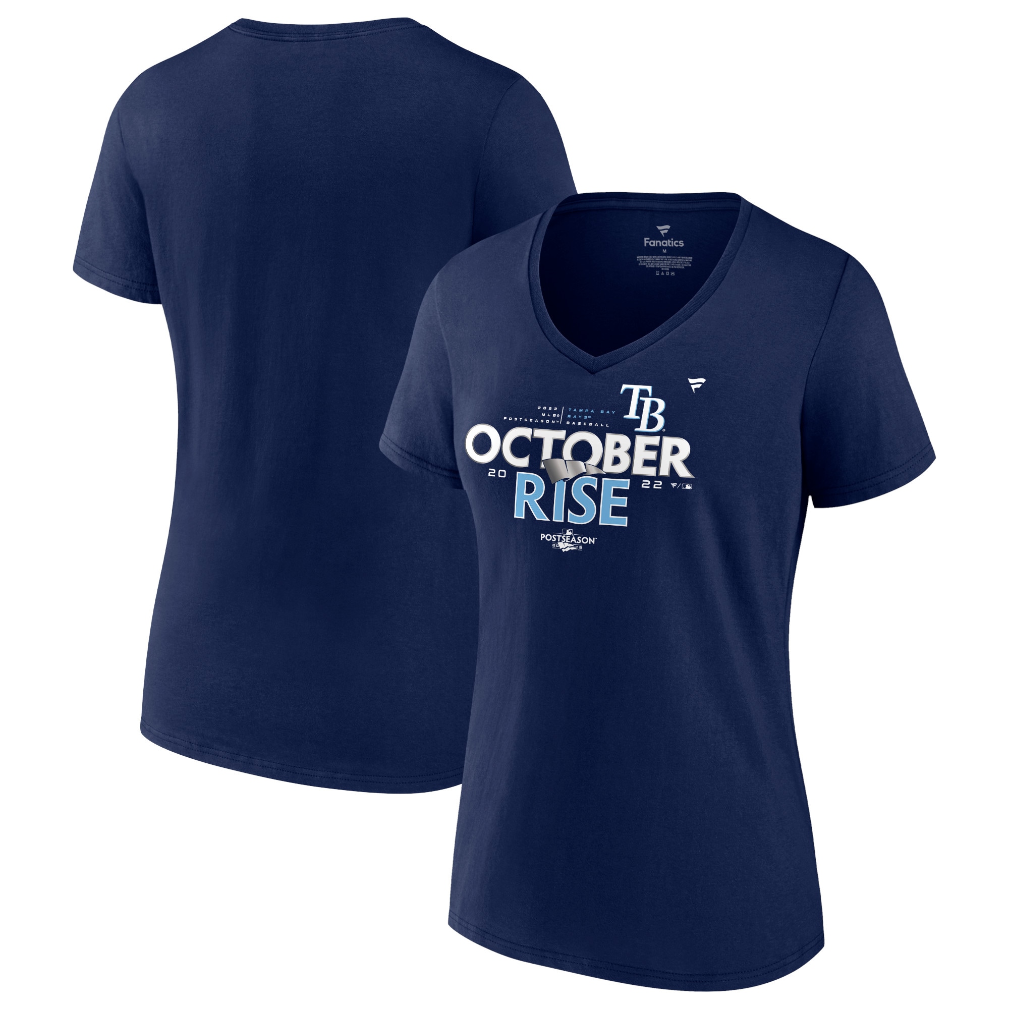 Women's Tampa Bay Rays  Branded Navy 2022 Postseason Locker Room V-Neck T-Shirt