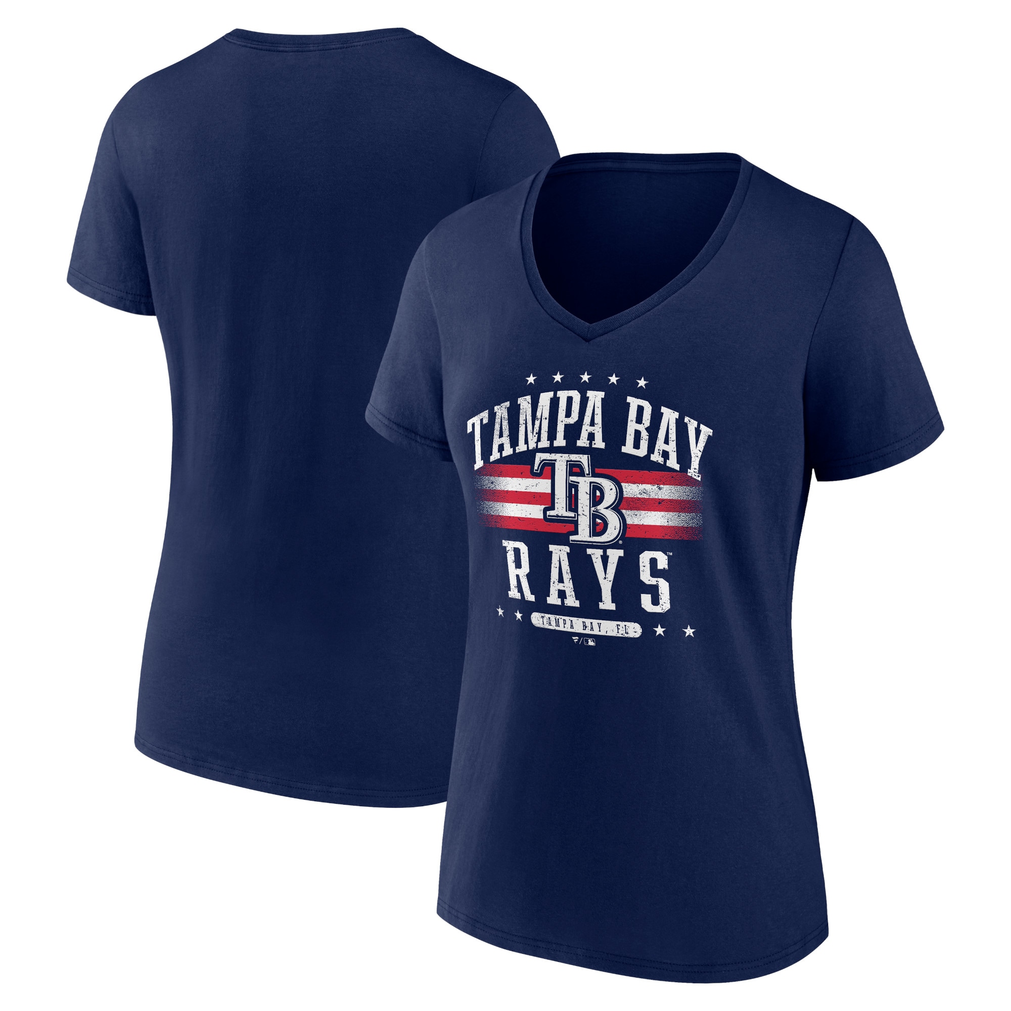 Women's Tampa Bay Rays  Branded Navy Americana Team V-Neck T-Shirt