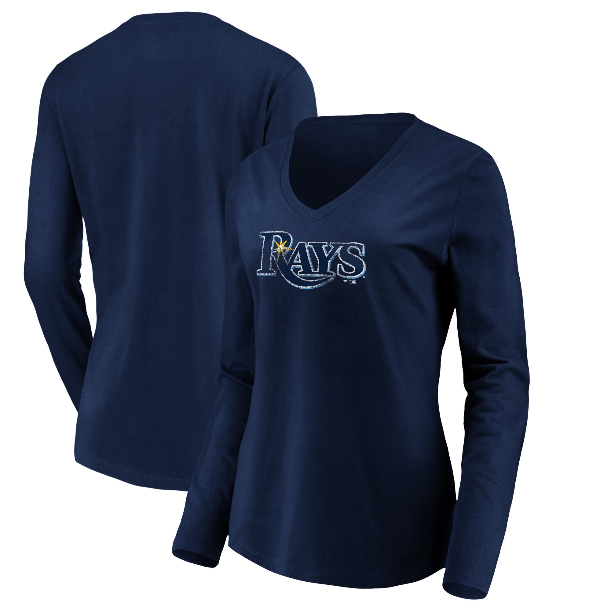 Women's Tampa Bay Rays  Branded Navy Core Distressed Team Long Sleeve T-Shirt