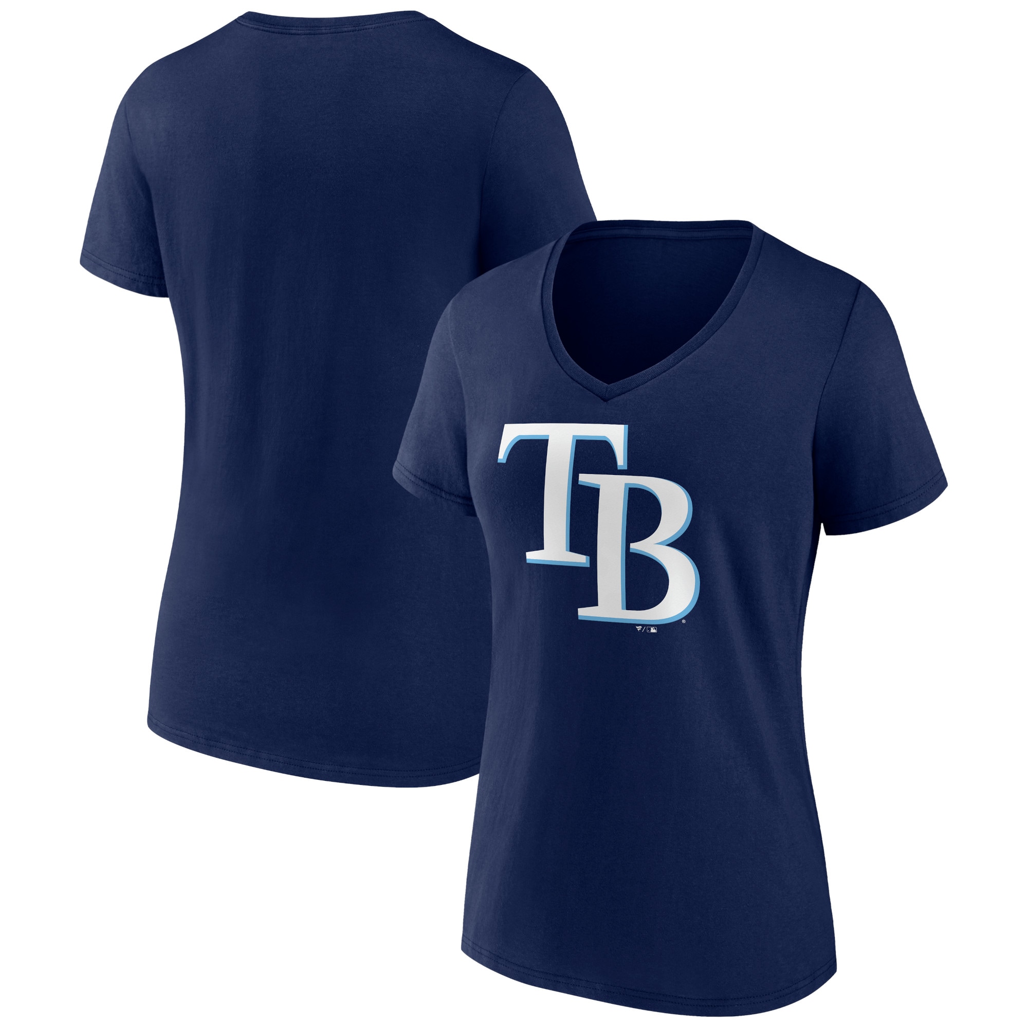 Women's Tampa Bay Rays  Branded Navy Core Official Logo V-Neck T-Shirt