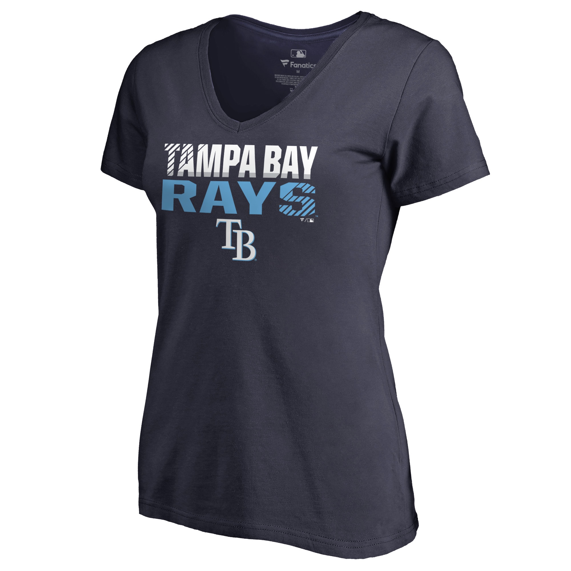 Women's Tampa Bay Rays  Branded Navy Fade Out V-Neck T-Shirt