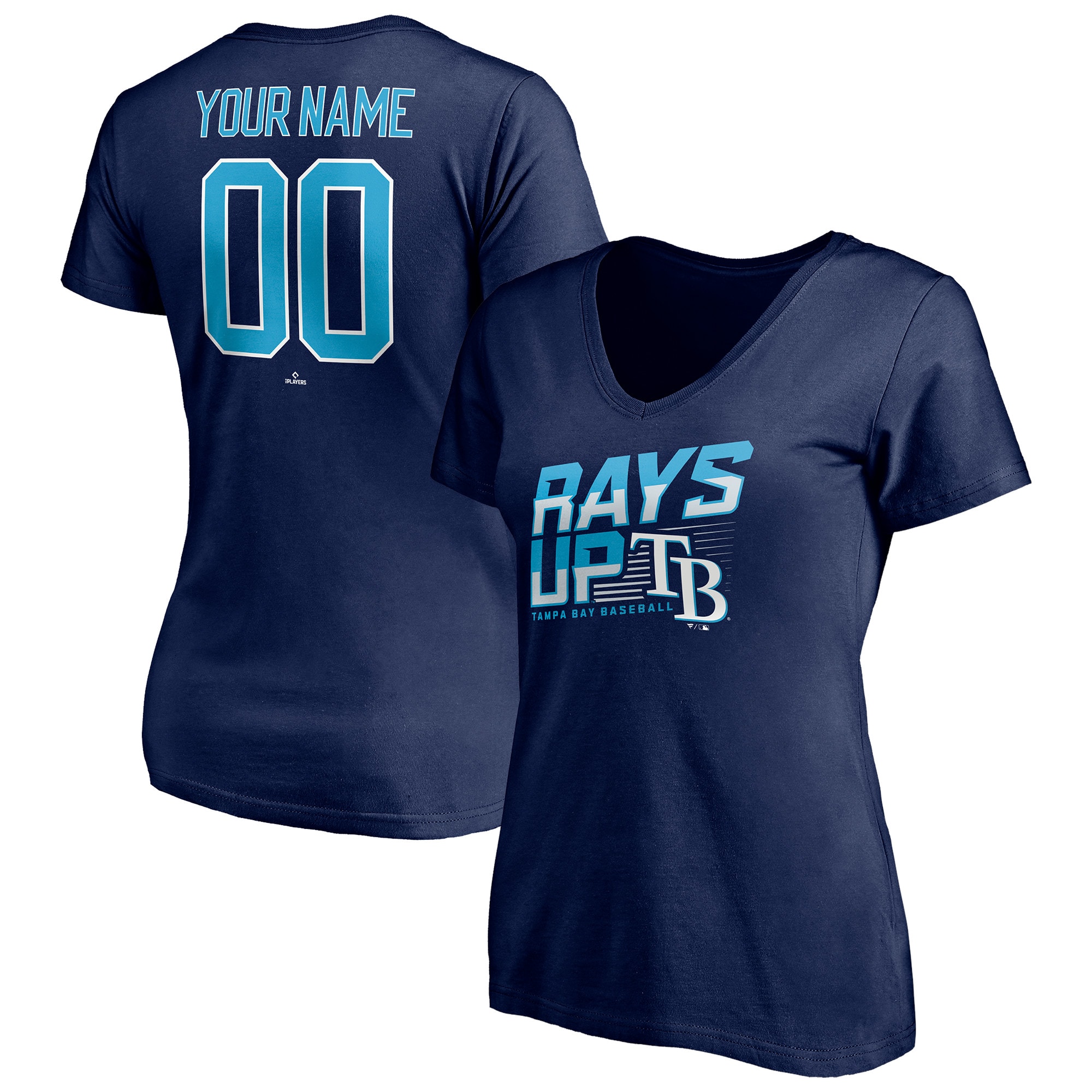 Women's Tampa Bay Rays  Branded Navy Hometown Legend Personalized Name & Number V-Neck T-Shirt