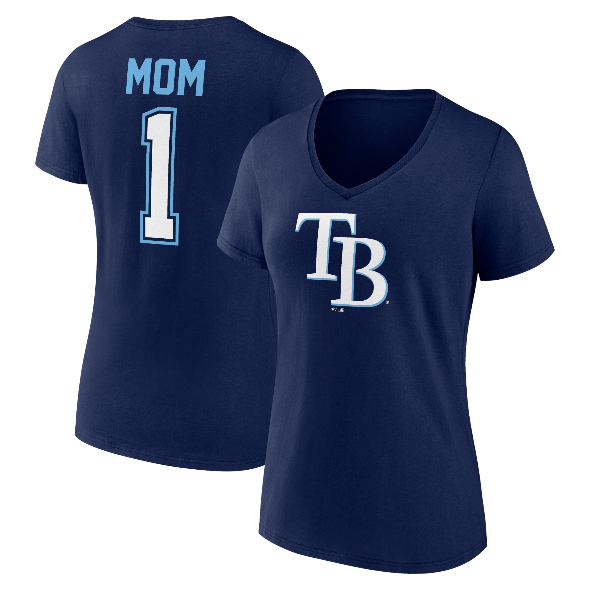 Women's Tampa Bay Rays  Branded Navy Mother's Day #1 Mom V-Neck T-Shirt