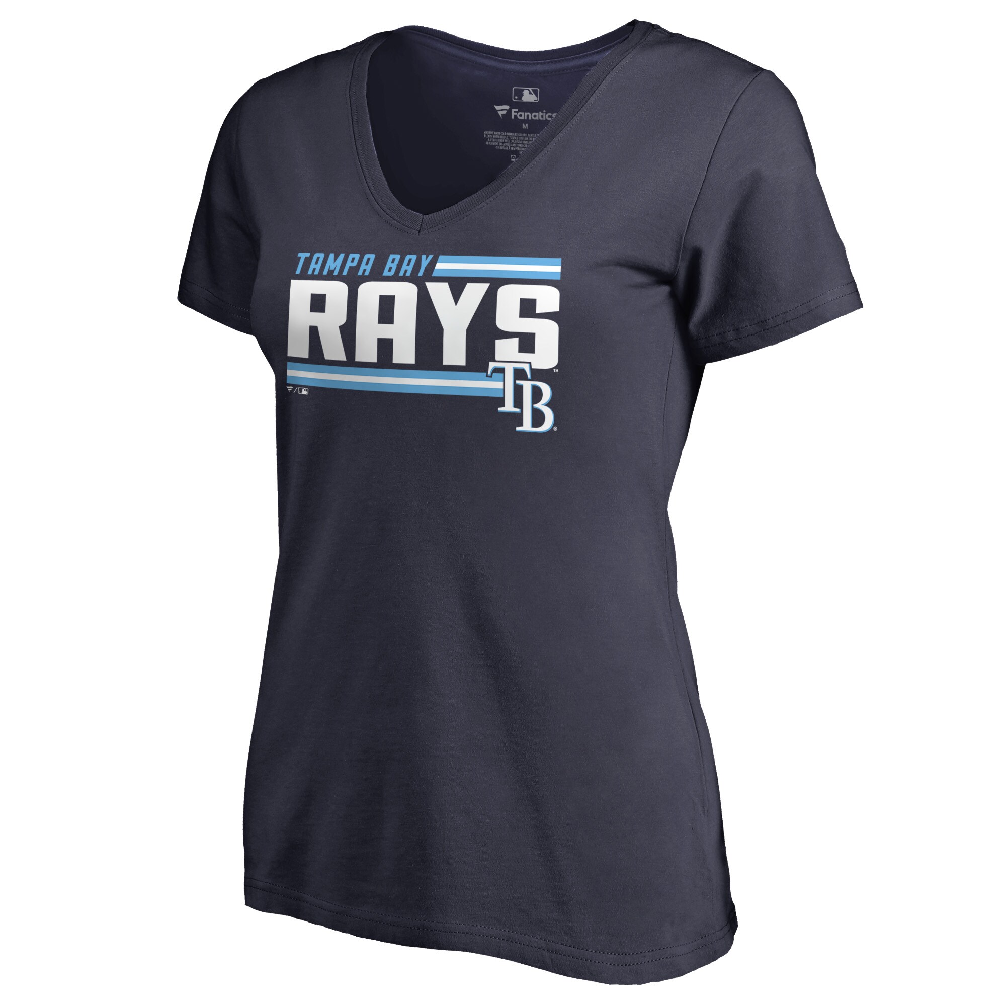 Women's Tampa Bay Rays  Branded Navy Onside Stripe V-Neck T-Shirt