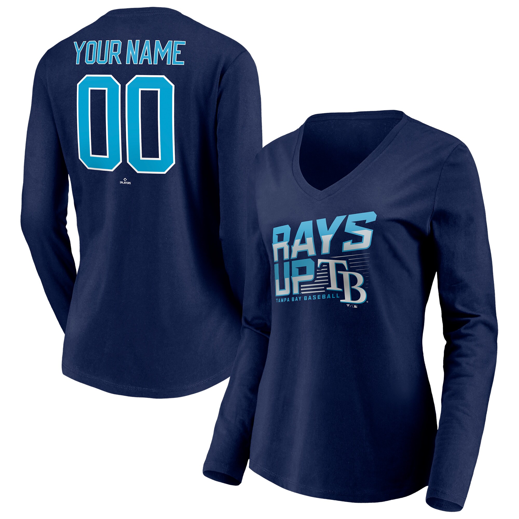 Women's Tampa Bay Rays  Branded Navy Personalized Hometown Legend Long Sleeve V-Neck T-Shirt