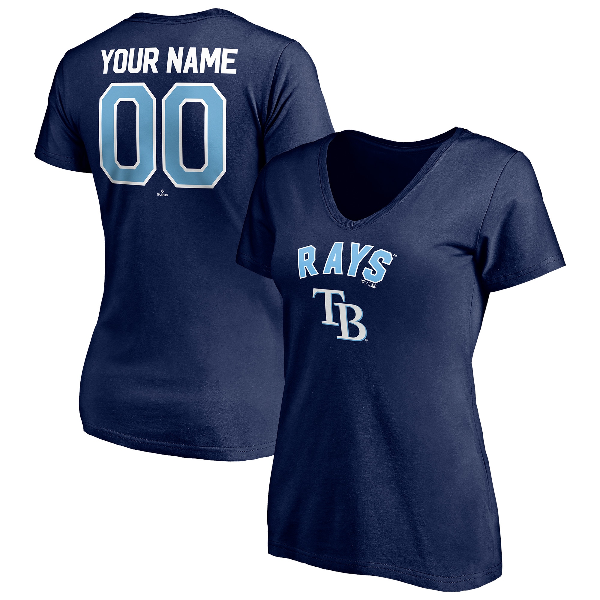 Women's Tampa Bay Rays  Branded Navy Personalized Winning Streak Name & Number V-Neck T-Shirt