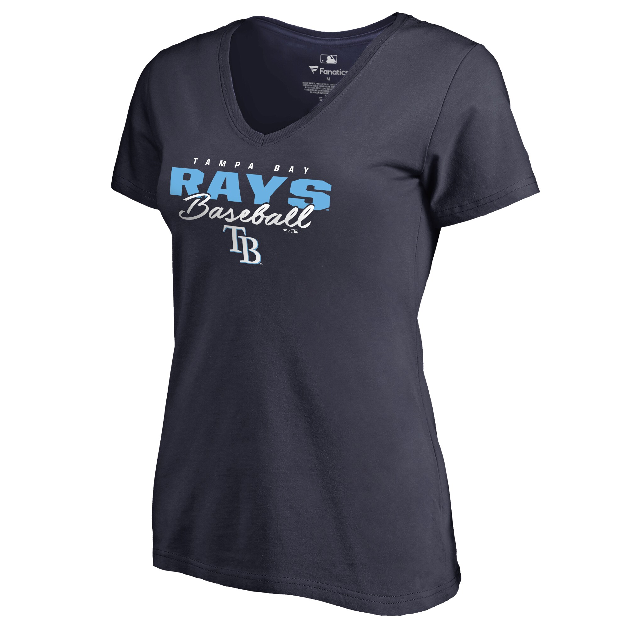 Women's Tampa Bay Rays  Branded Navy Script Assist V-Neck T-Shirt